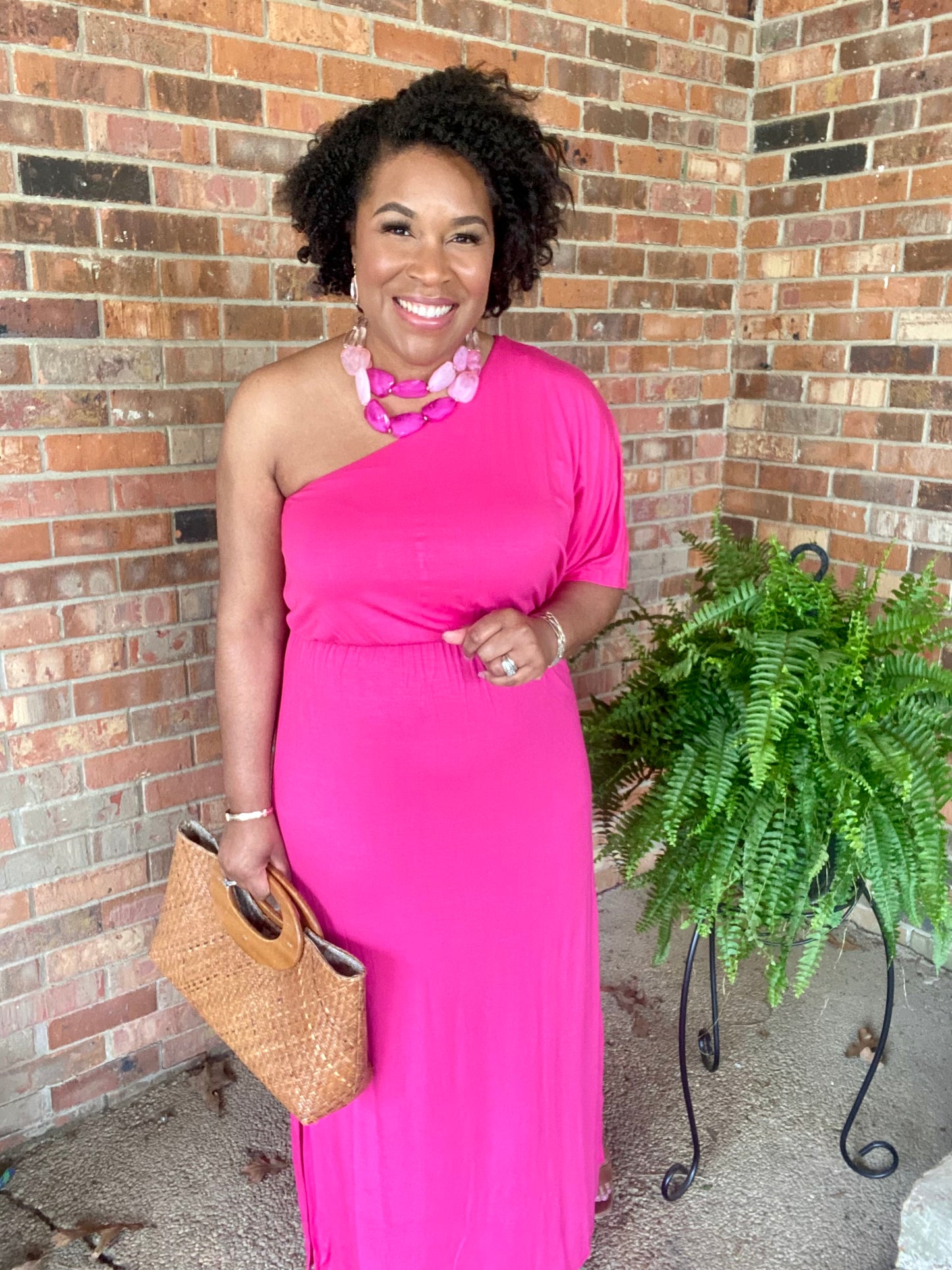 Pink One Shoulder Dress