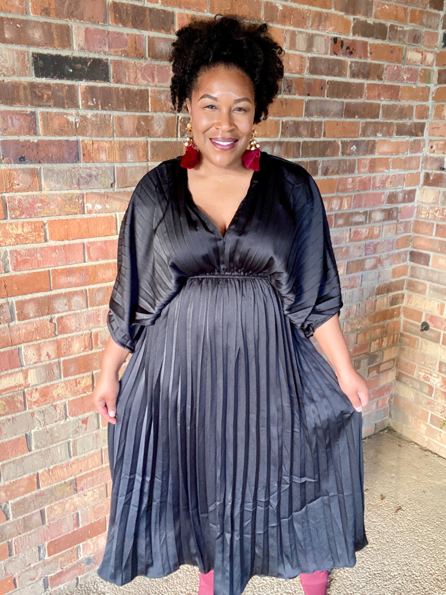 Pleated Satin Dress