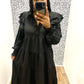 Black Ruffle Shoulder Dress