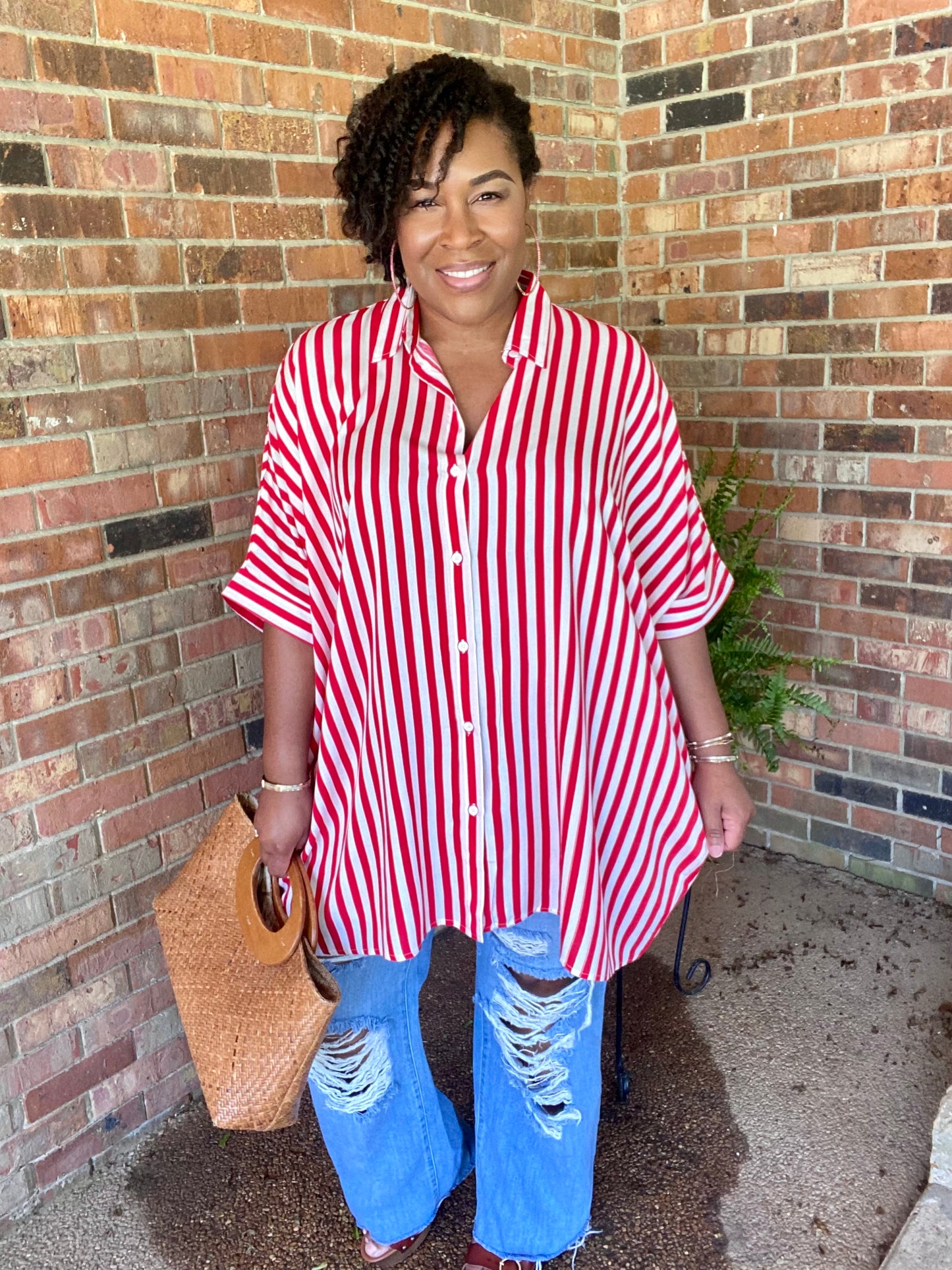 Red Vibe Shirt Dress