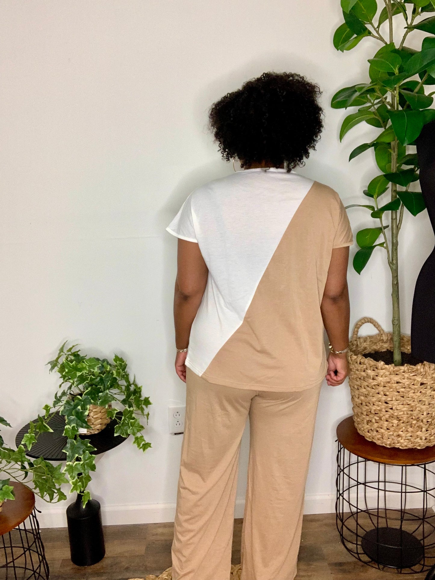 Brown & Cream Pants Set