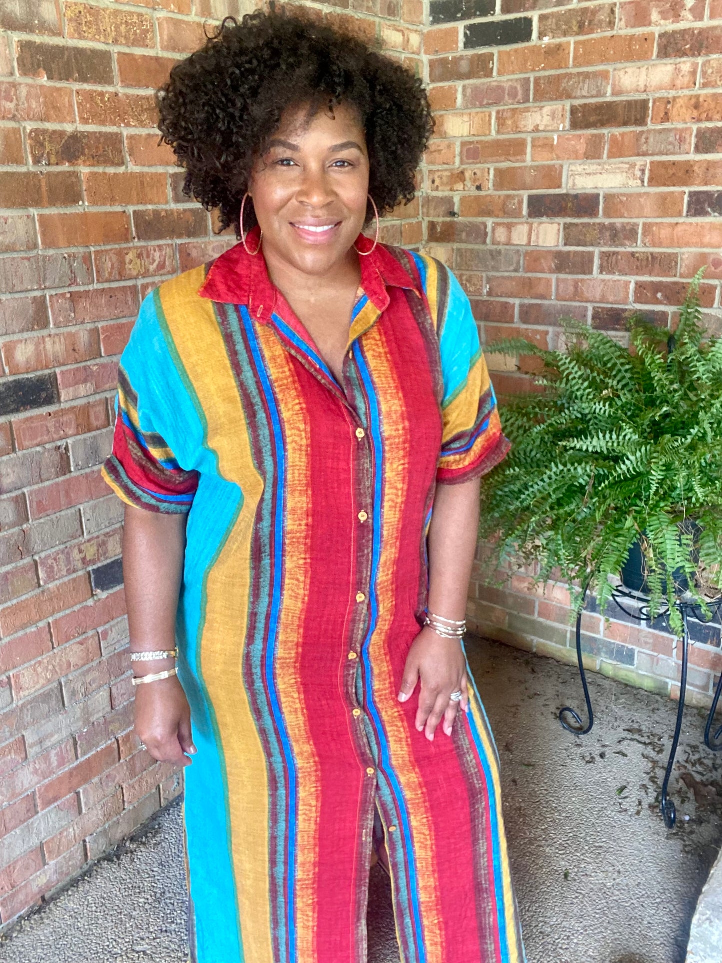 Stripe Multi Color Dress (Curvy)