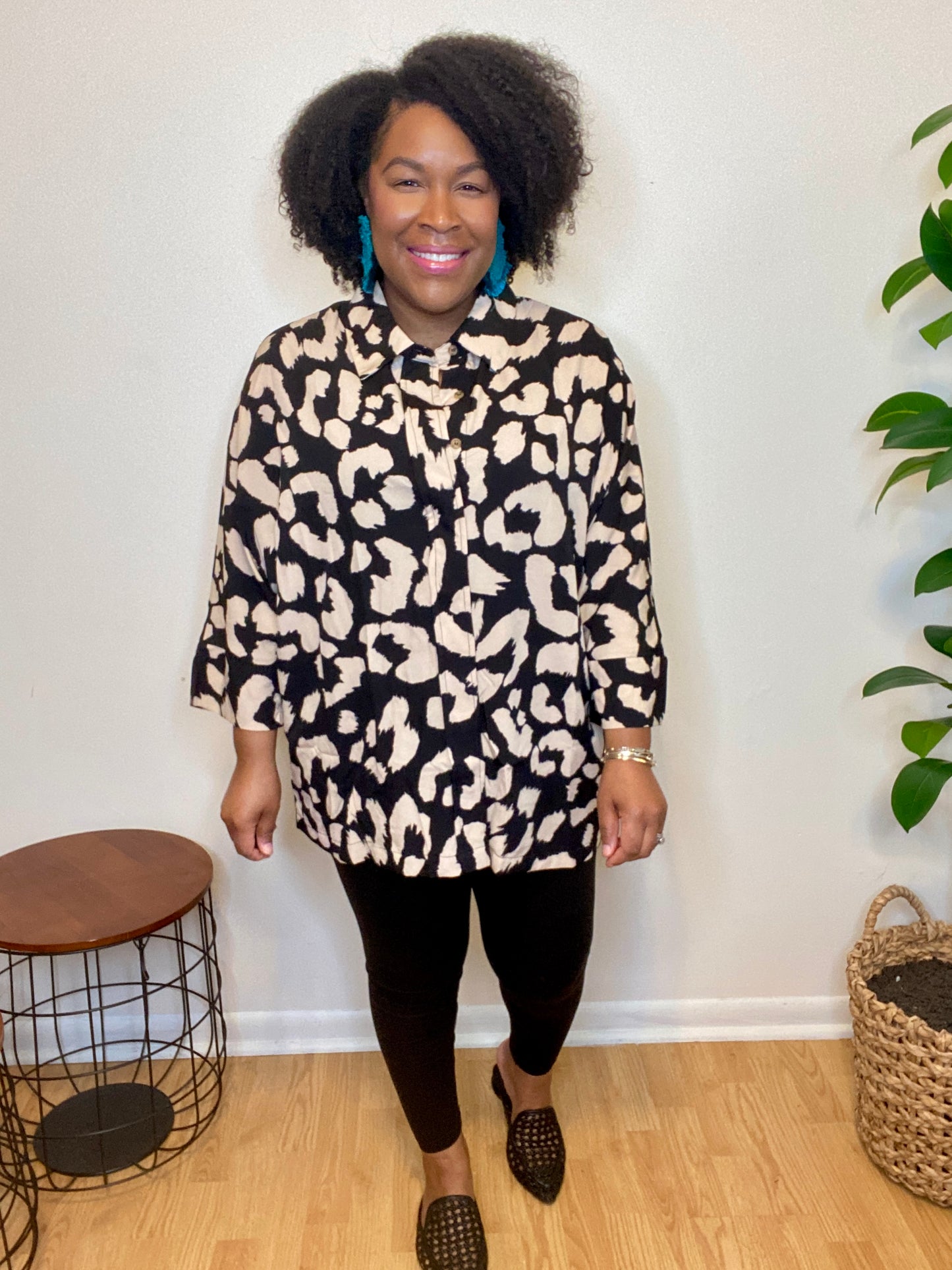Black Leopard Top