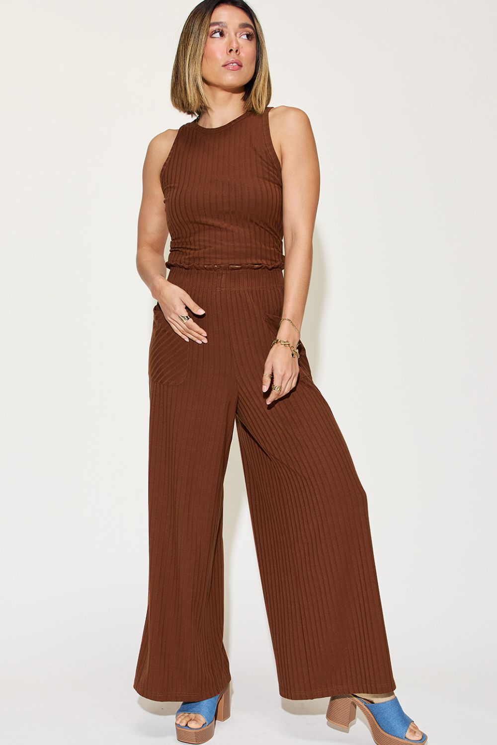 Preorder: Ribbed Tank & Wide Leg Pants Set