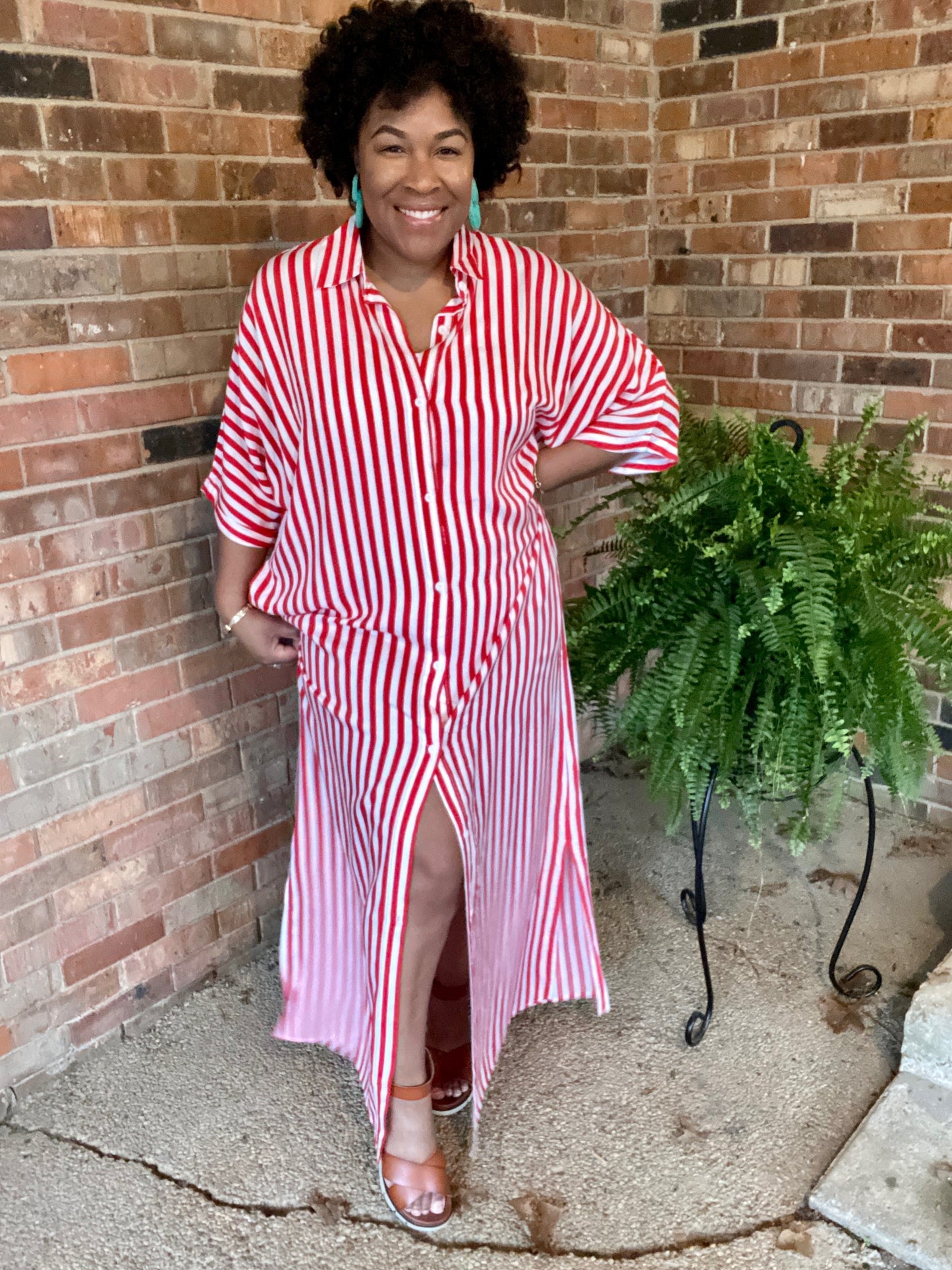 It's a Vibe Shirt Dress (Red)