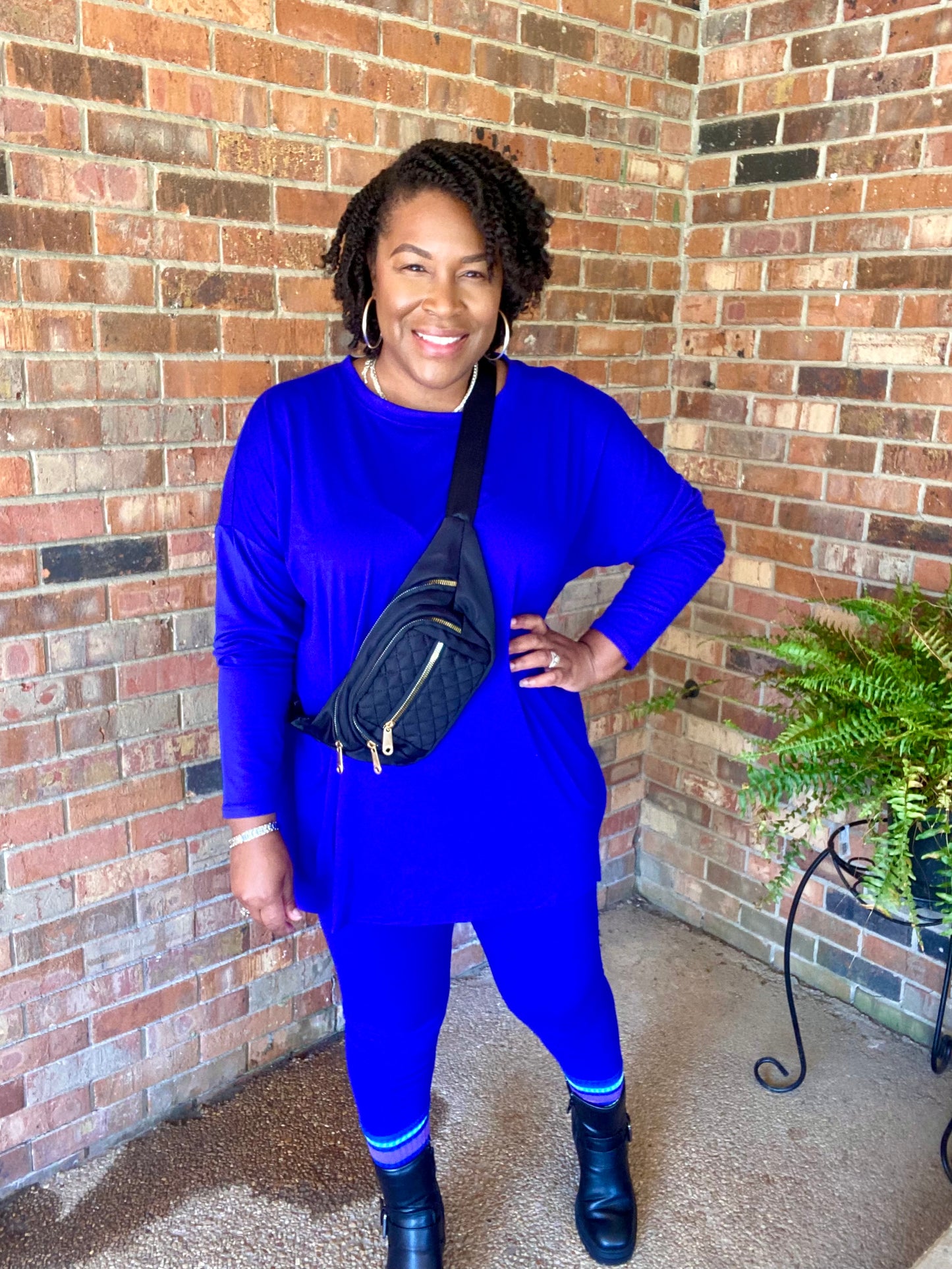 Long Sleeve Bright Blue Lounge Set (Plus)