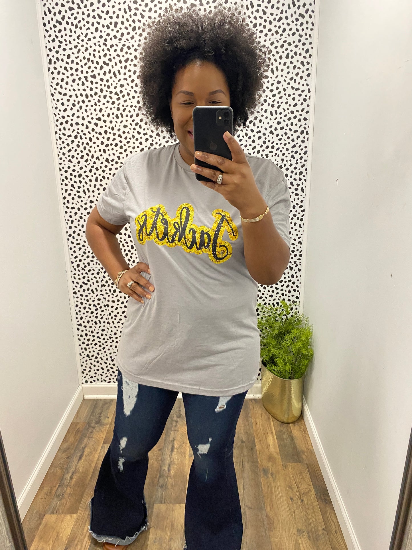 Gray Sequin Yellow Jackets