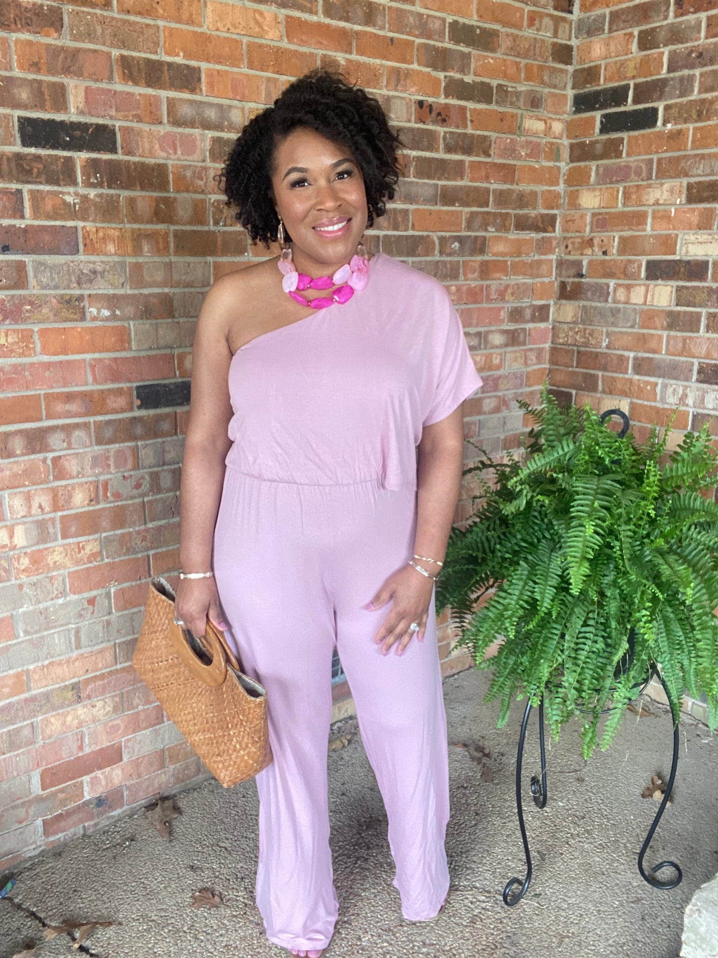 Mauve One Shoulder Jumpsuit