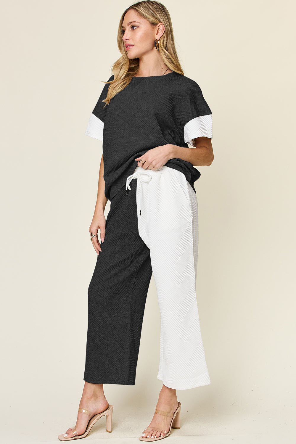Preorder: Contrast Wide Leg Pants Set