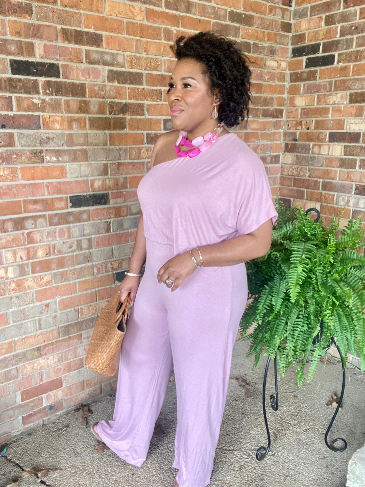 Mauve One Shoulder Jumpsuit