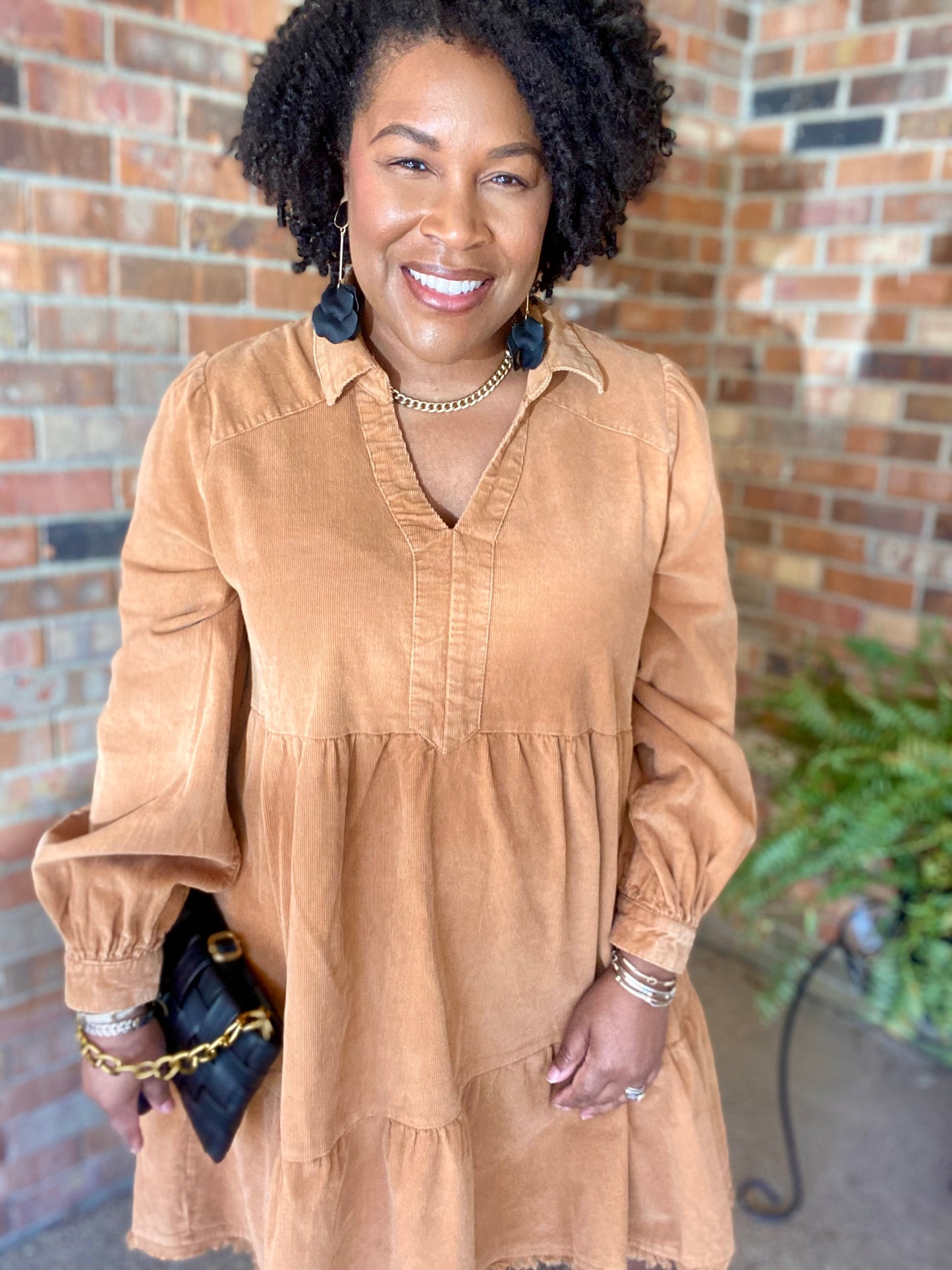 Camel Corduroy Dress