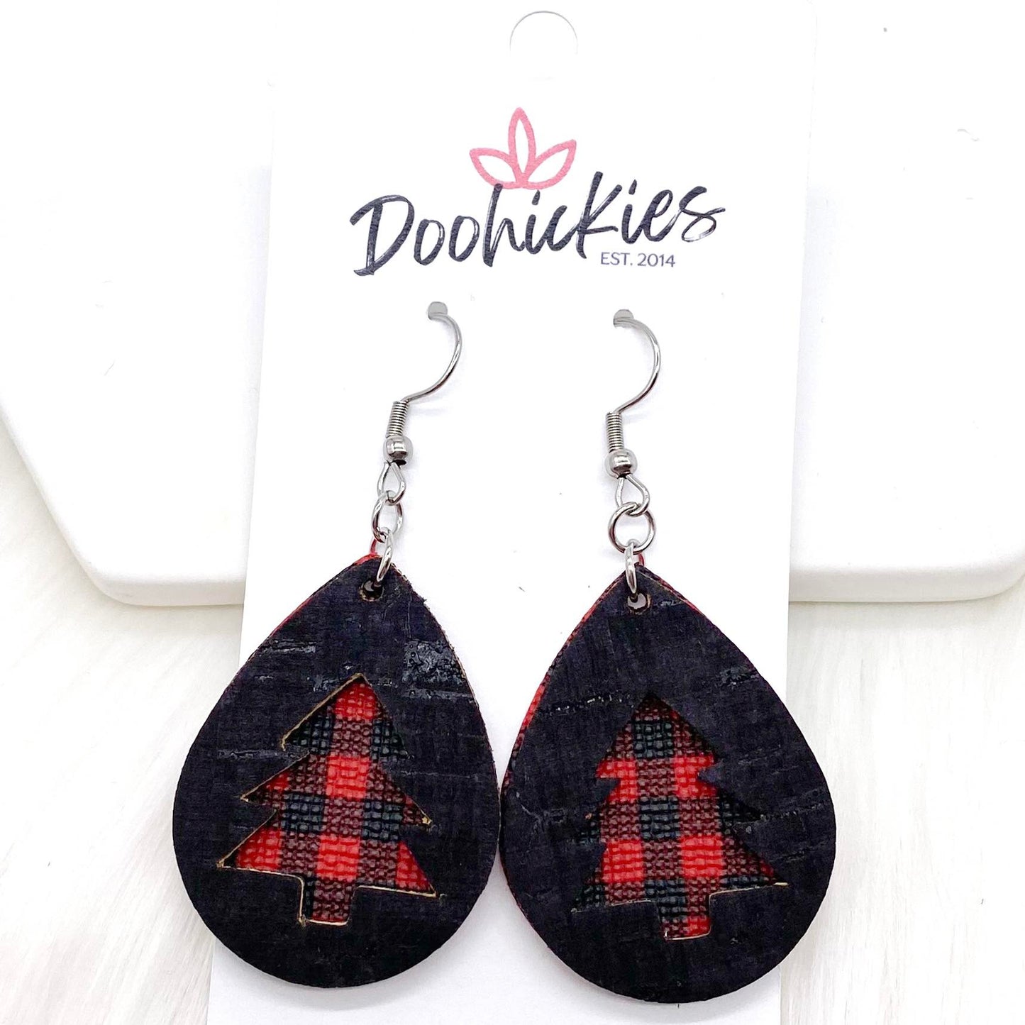 Black & Red Buffalo Plaid Layered Trees