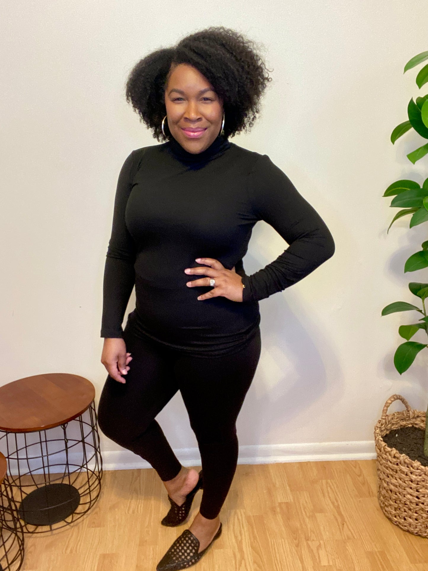 Black Mock Neck Set