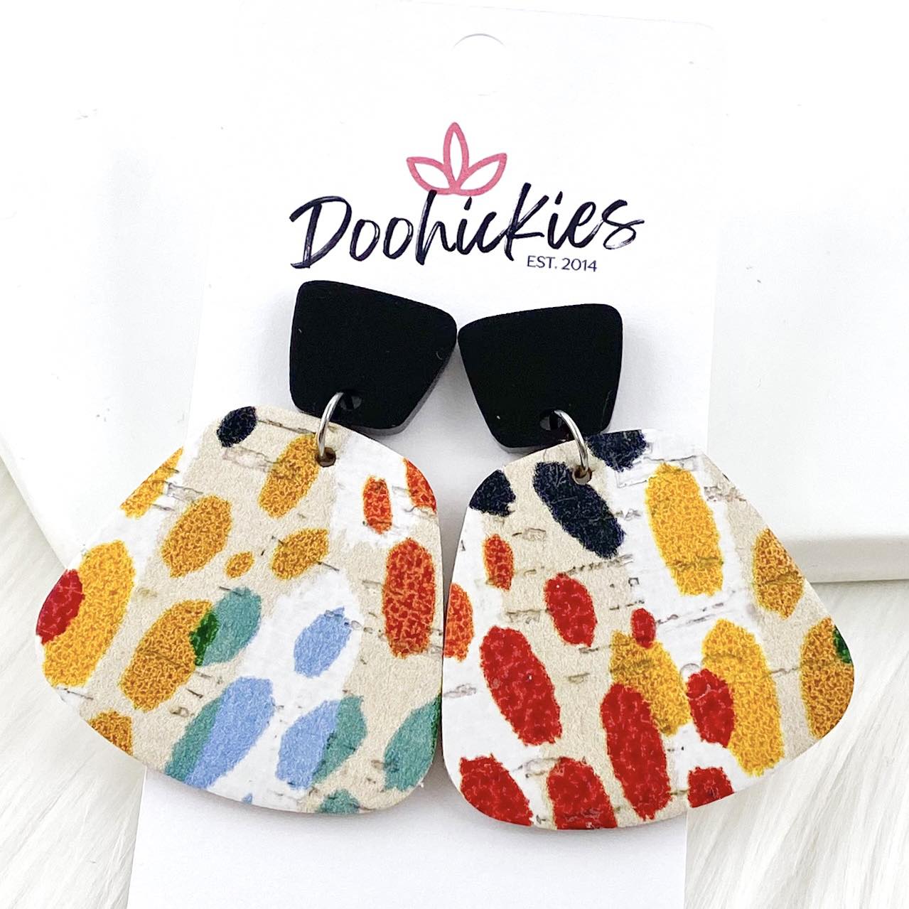 2" Black & Fiesta Dot Jasmine Dangles - Cinco de Mayo Earrings