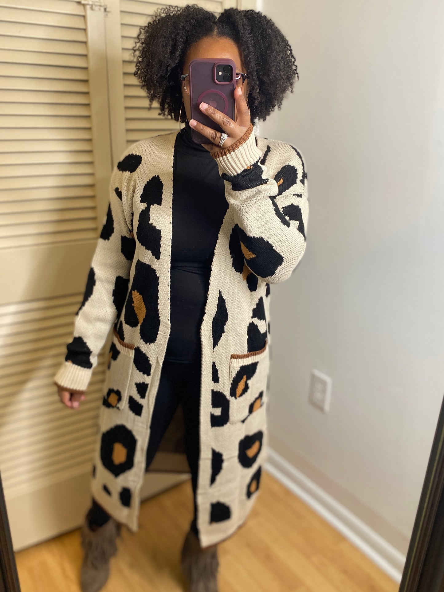 Cream Leopard Print Cardigan