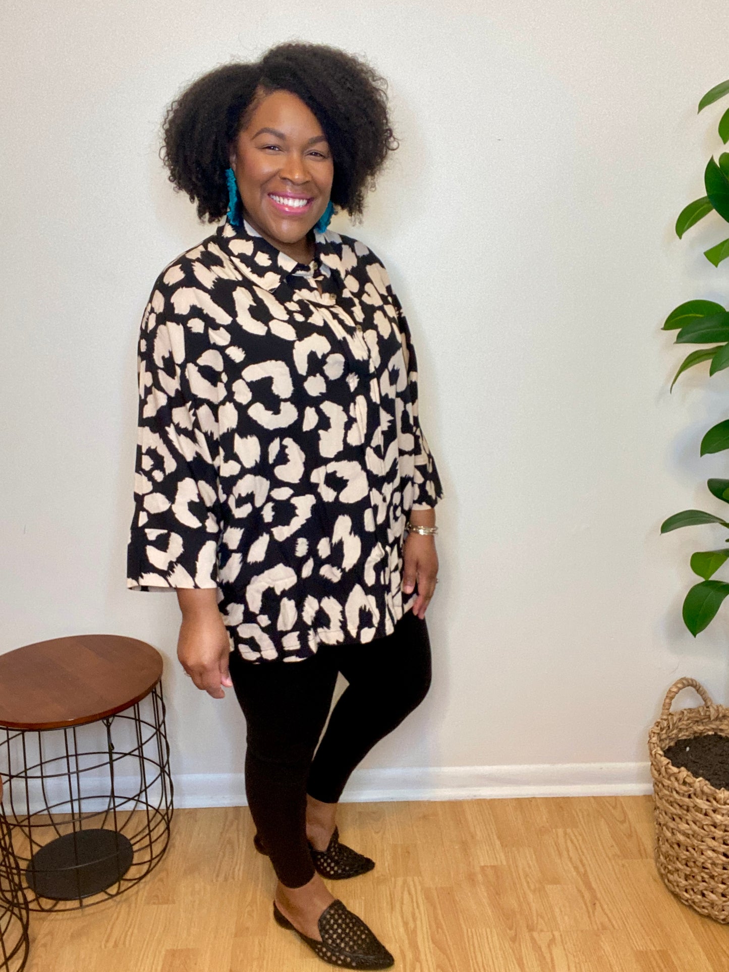 Black Leopard Top