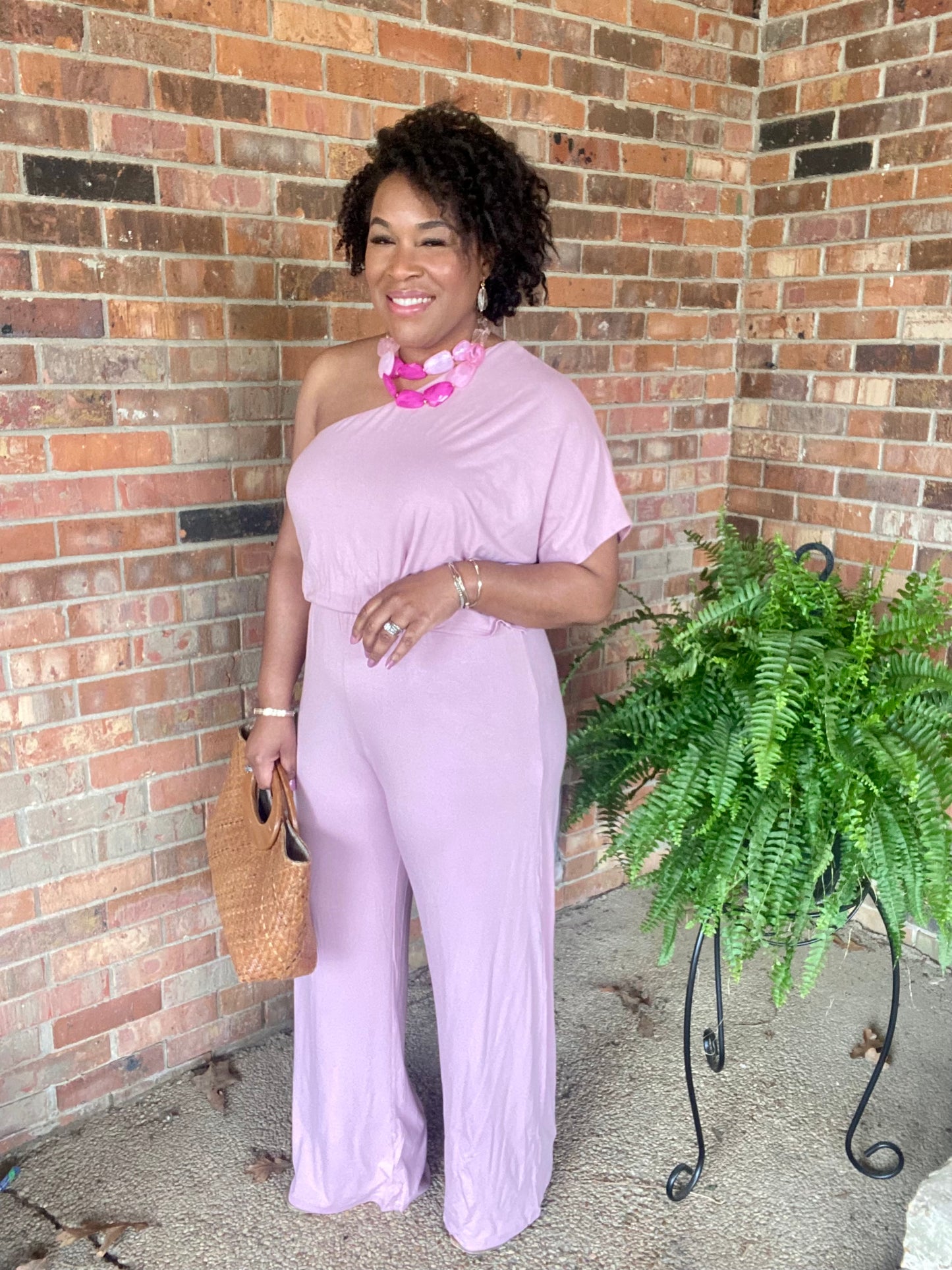 Mauve One Shoulder Jumpsuit