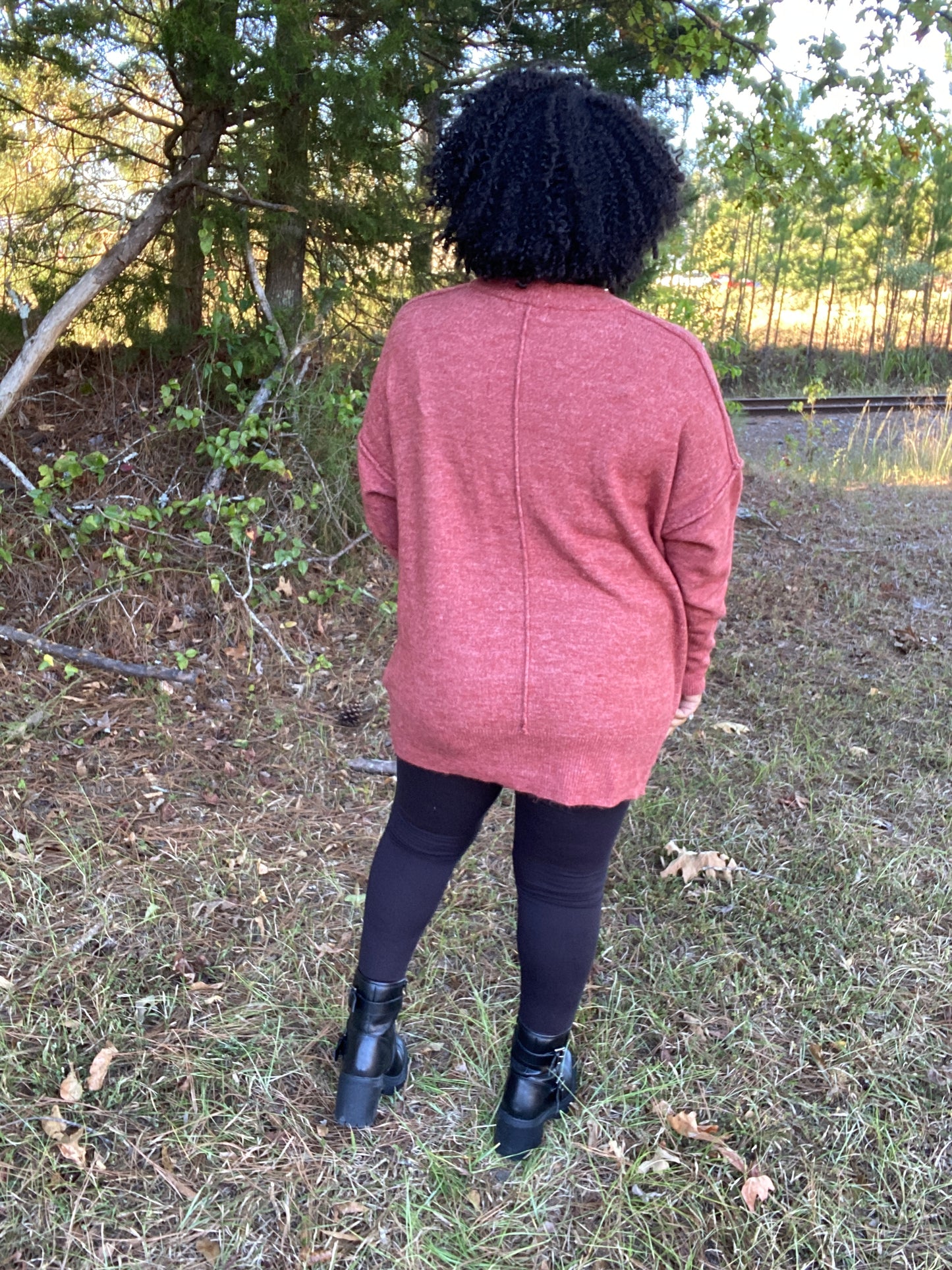 Rust Front Pocket Sweater