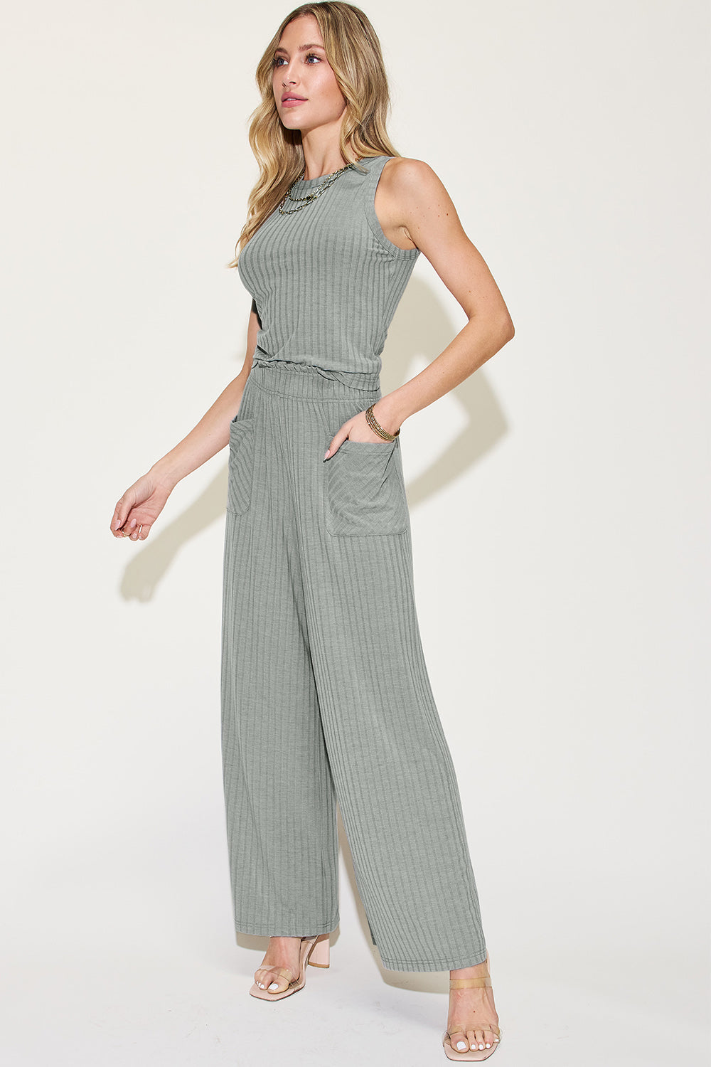 Preorder: Ribbed Tank & Wide Leg Pants Set