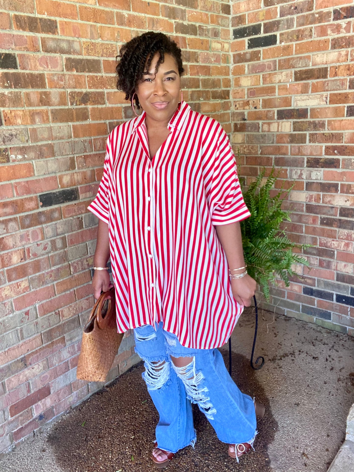 Red Vibe Shirt Dress