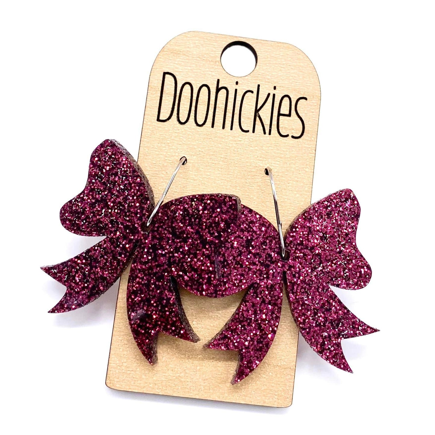 Custom Glitter School Spirit Bow Dangles