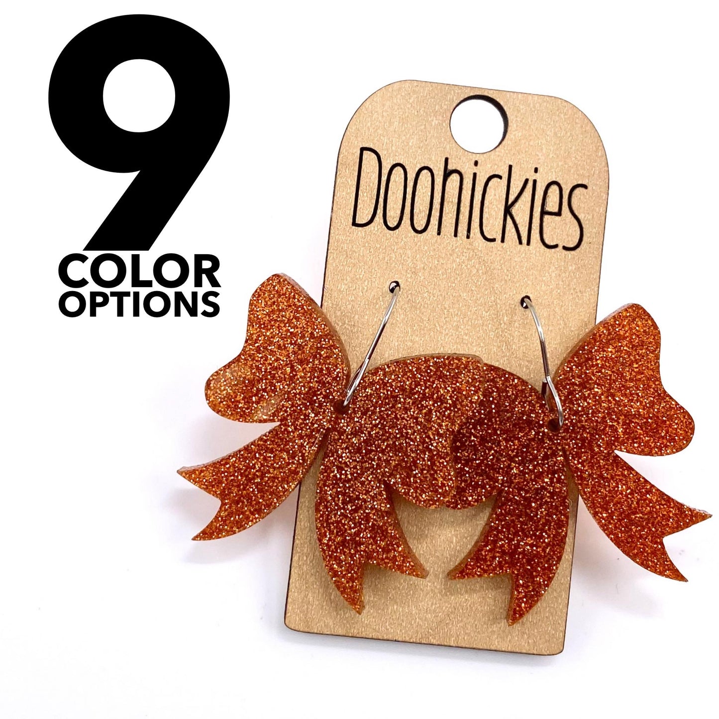 Custom Glitter School Spirit Bow Dangles