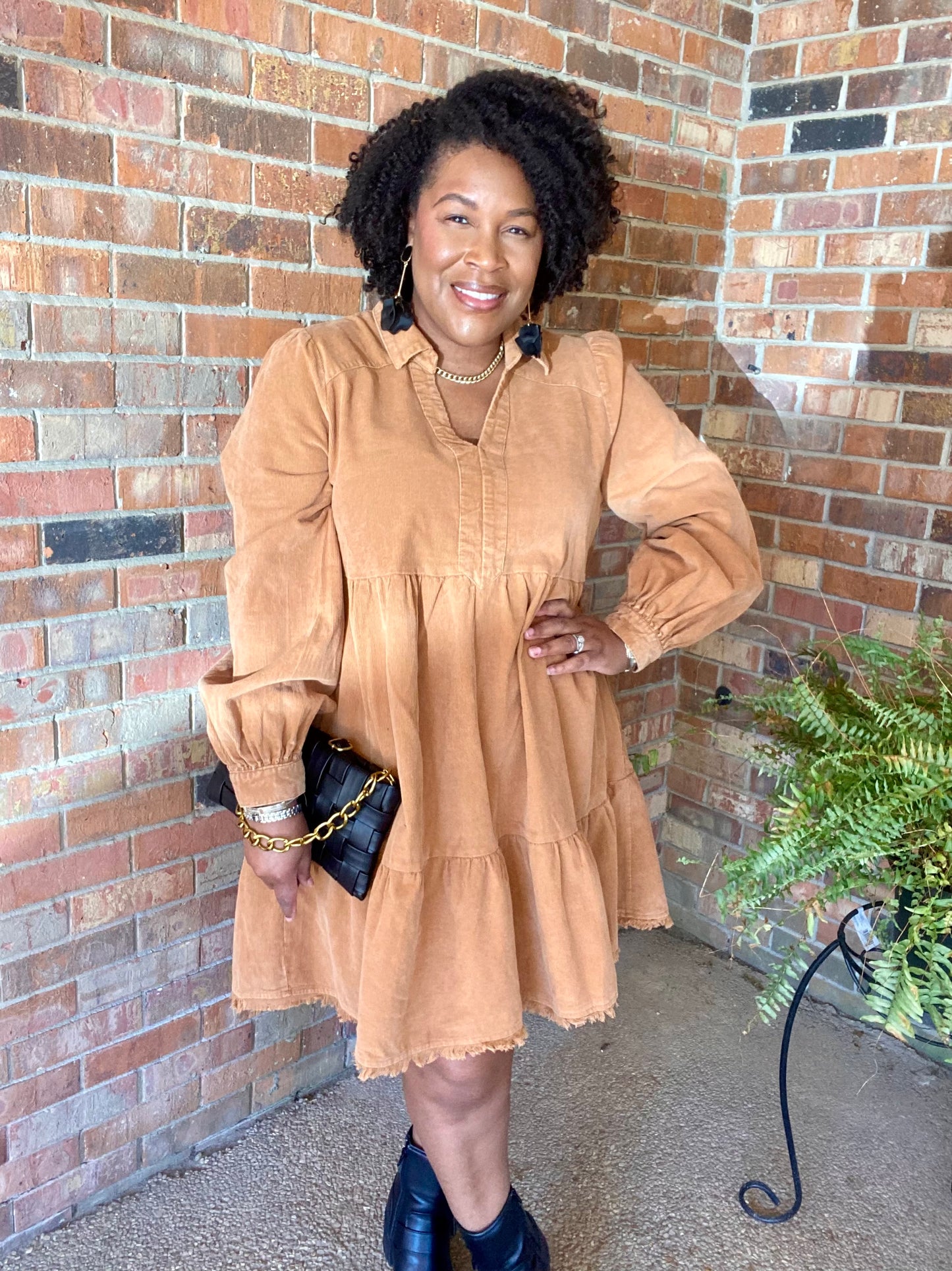Camel Corduroy Dress