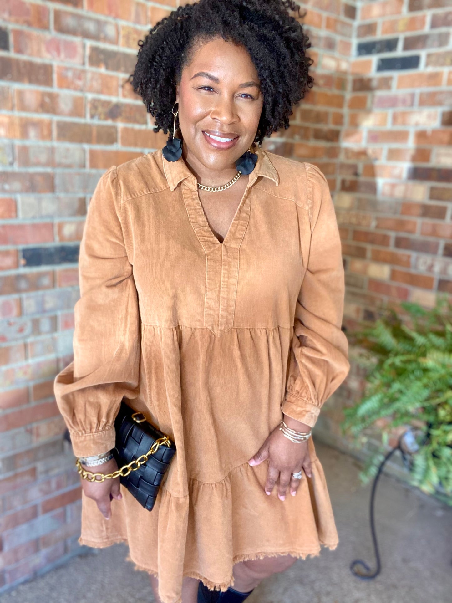 Camel Corduroy Dress