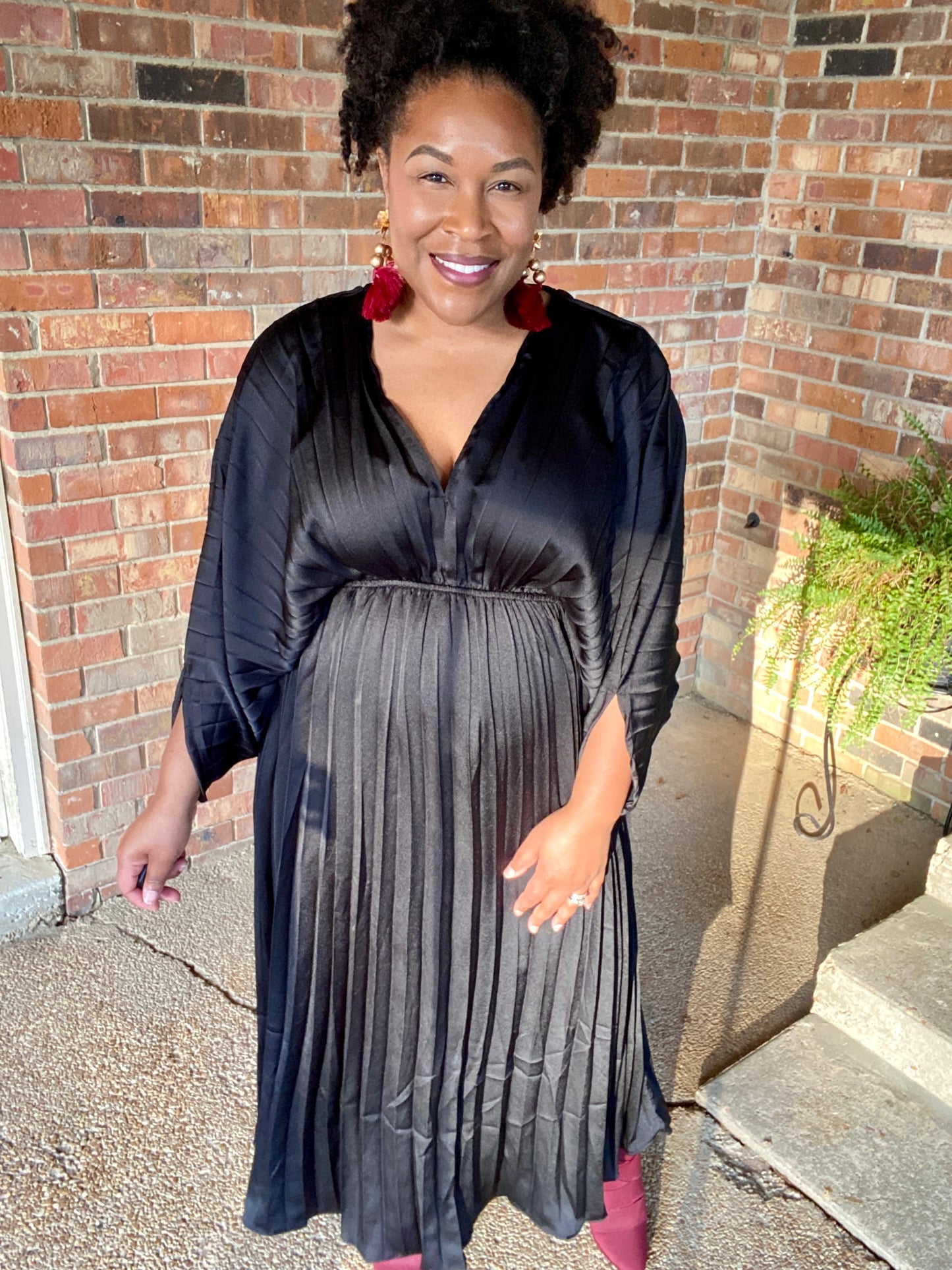 Pleated Satin Dress