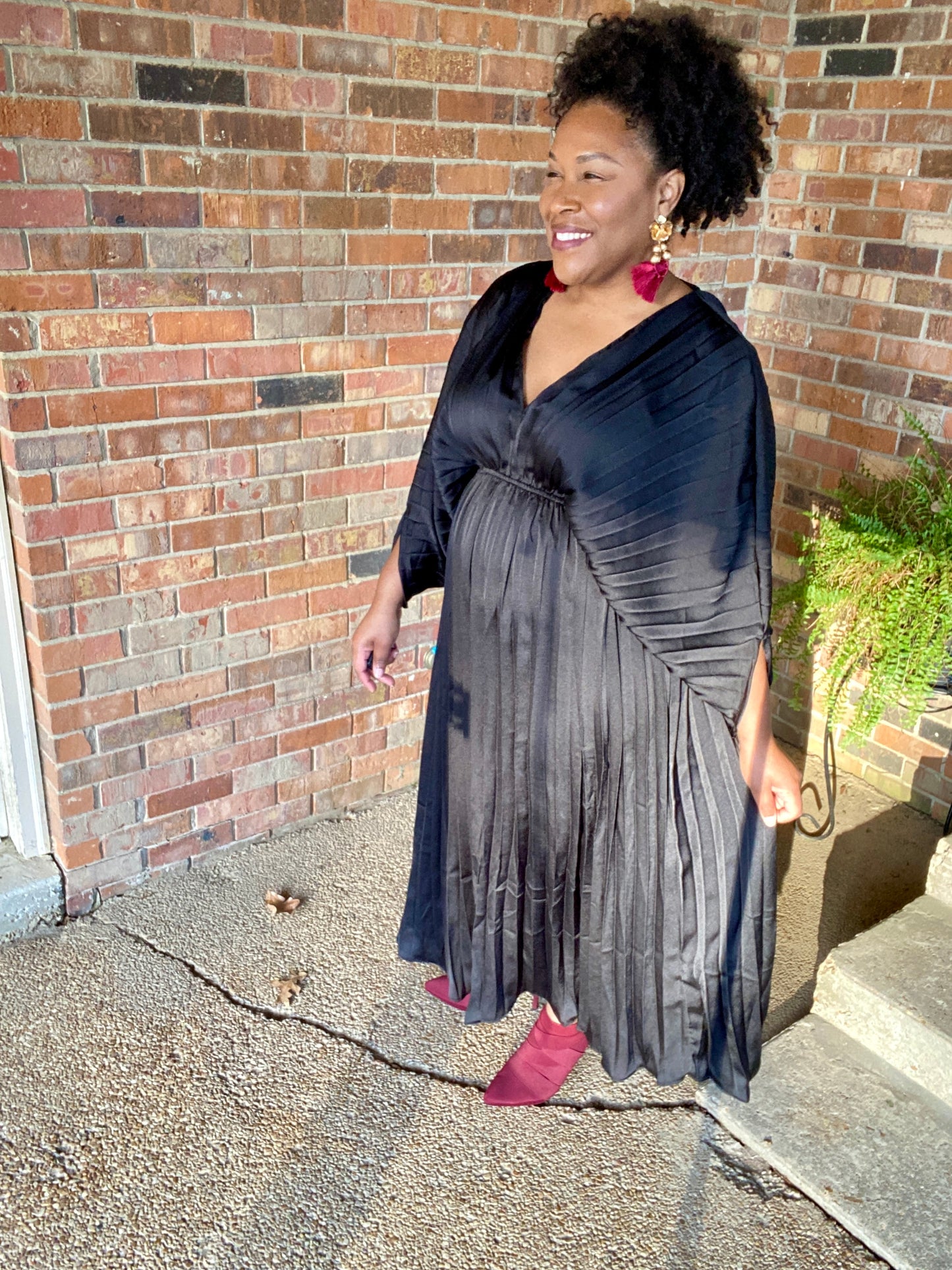 Pleated Satin Dress
