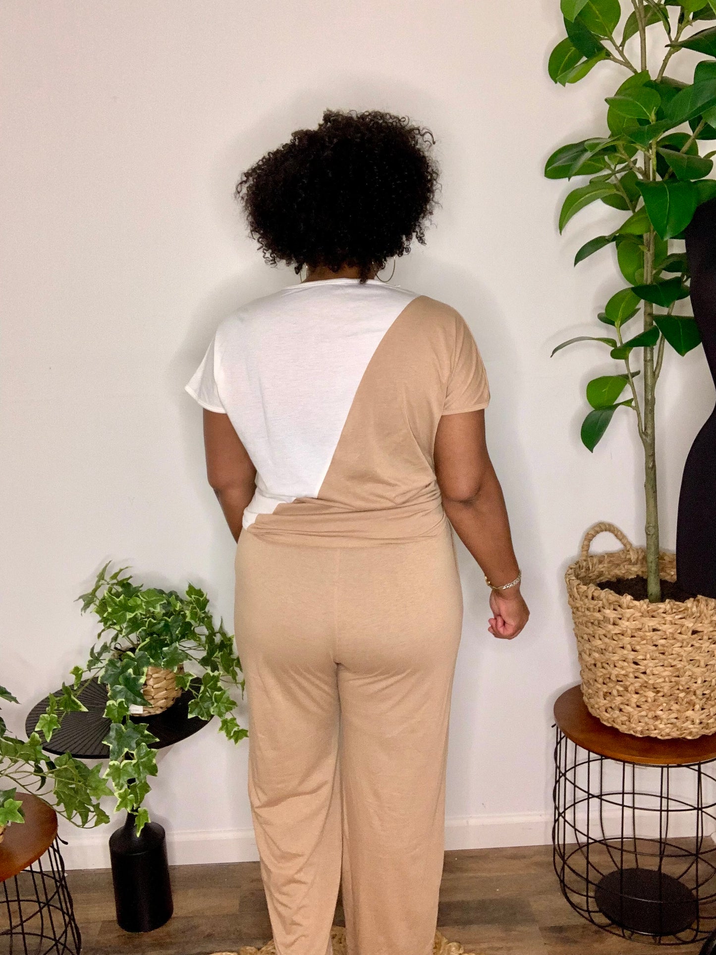 Brown & Cream Pants Set