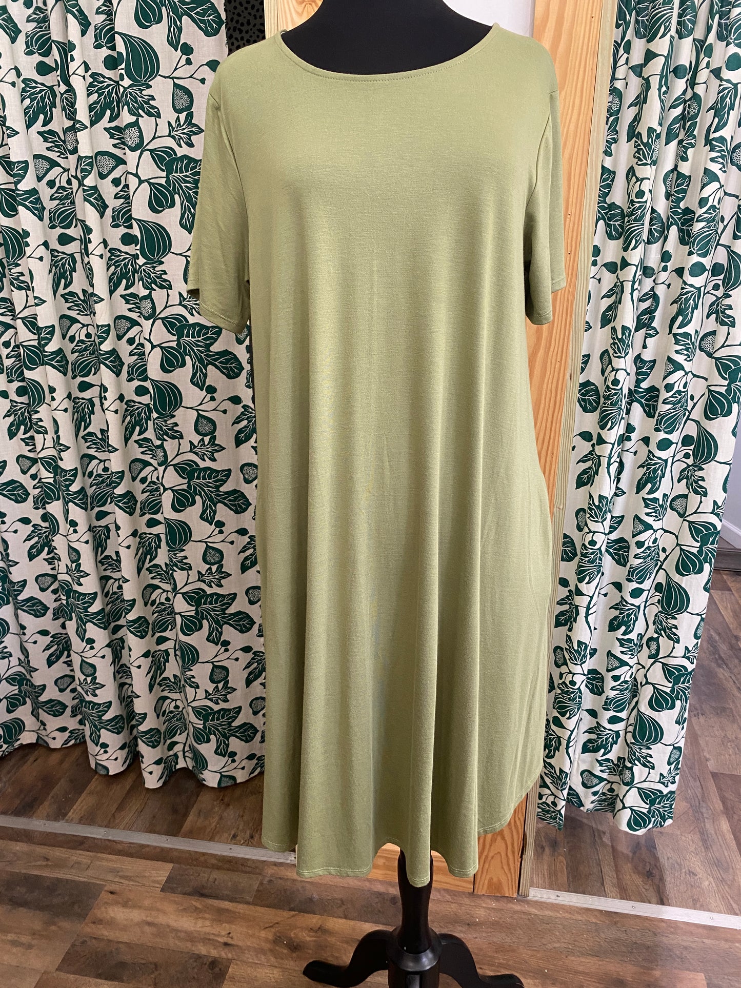 Light Olive Midi Dress