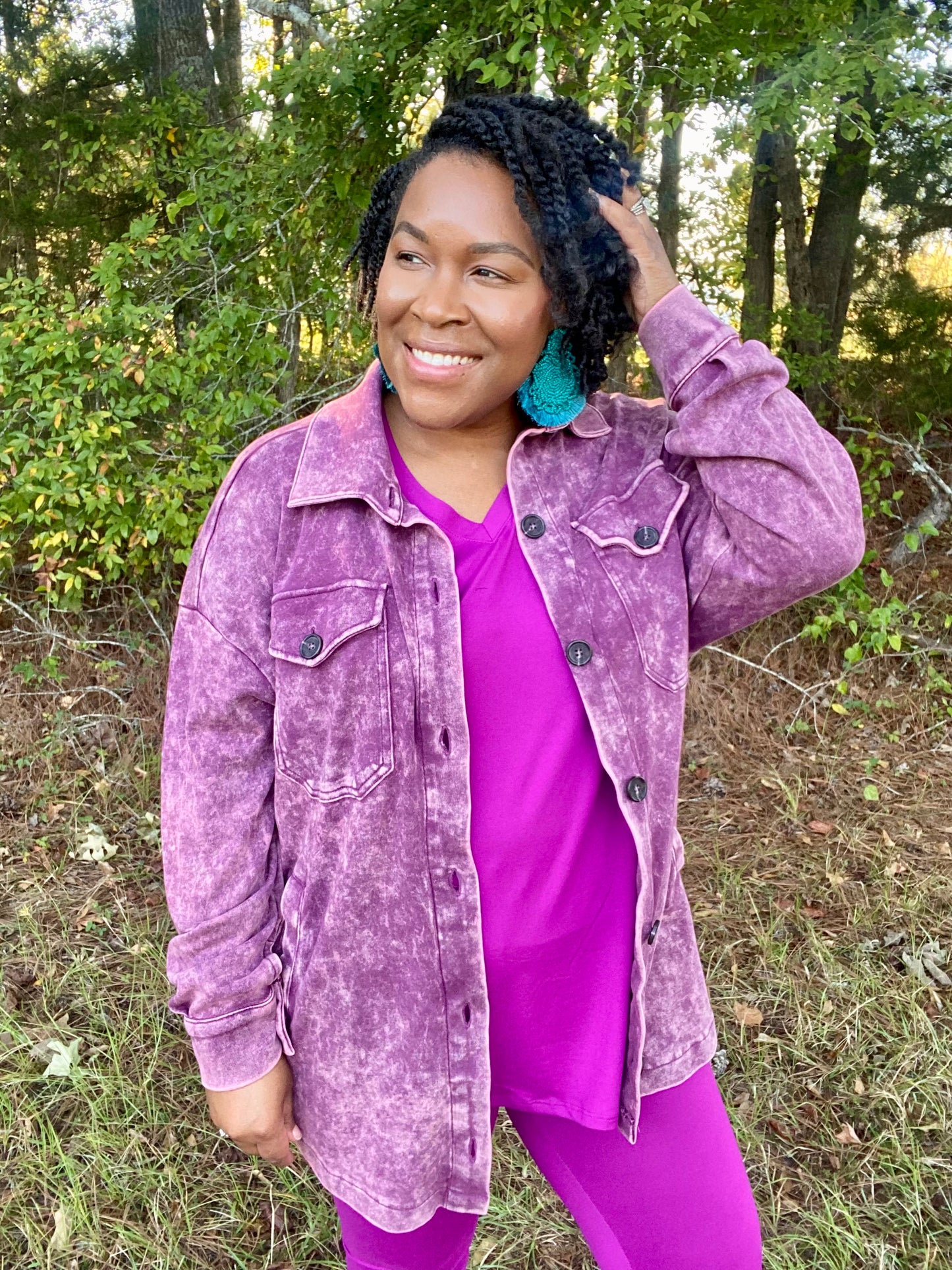 Plum Acid Wash Shacket
