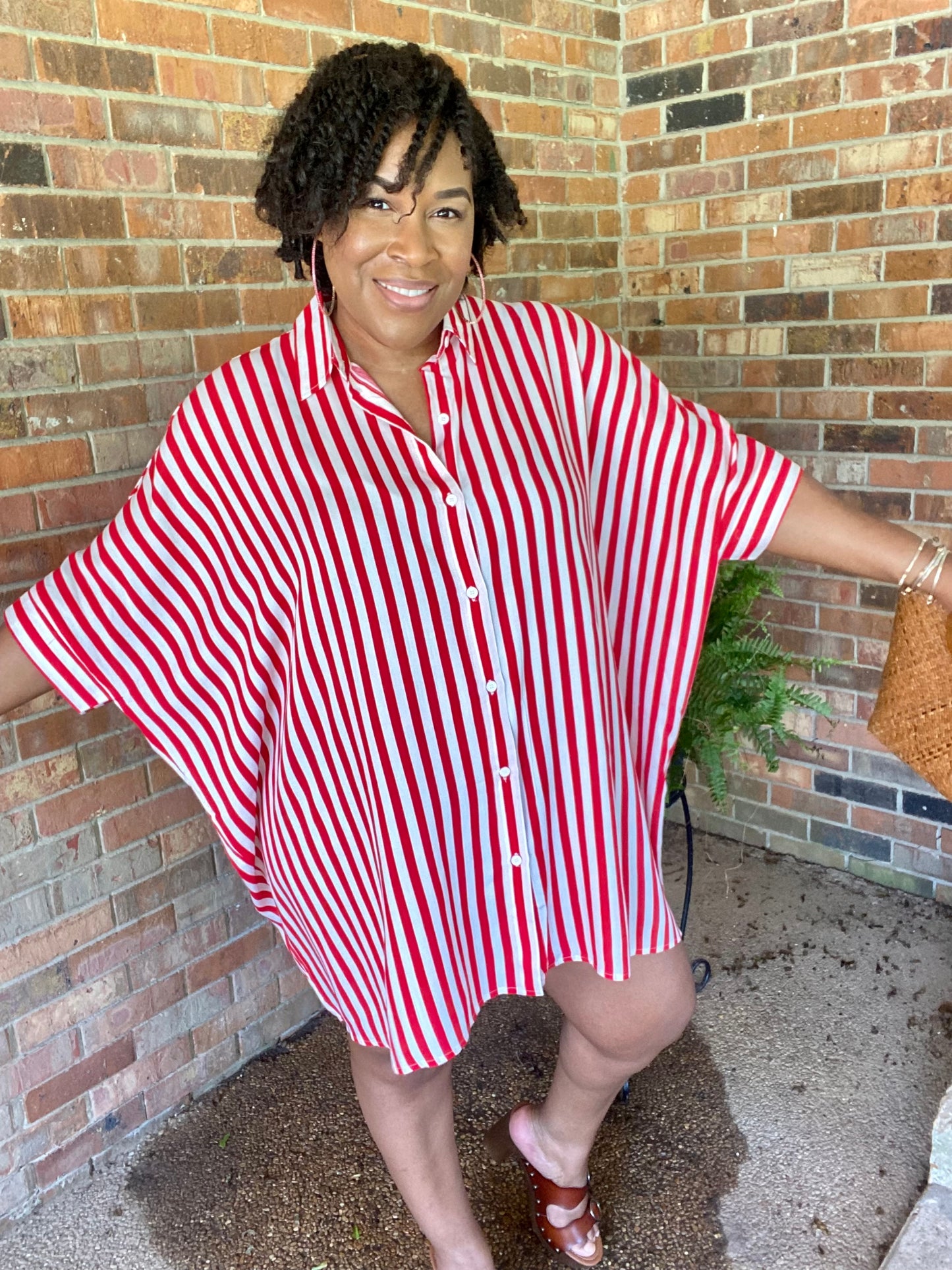 Red Vibe Shirt Dress