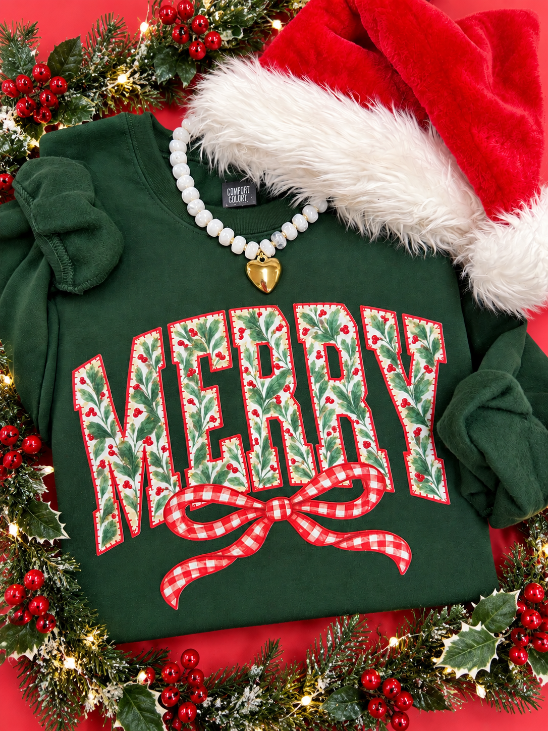 Merry Holly and Bow Sweatshirt