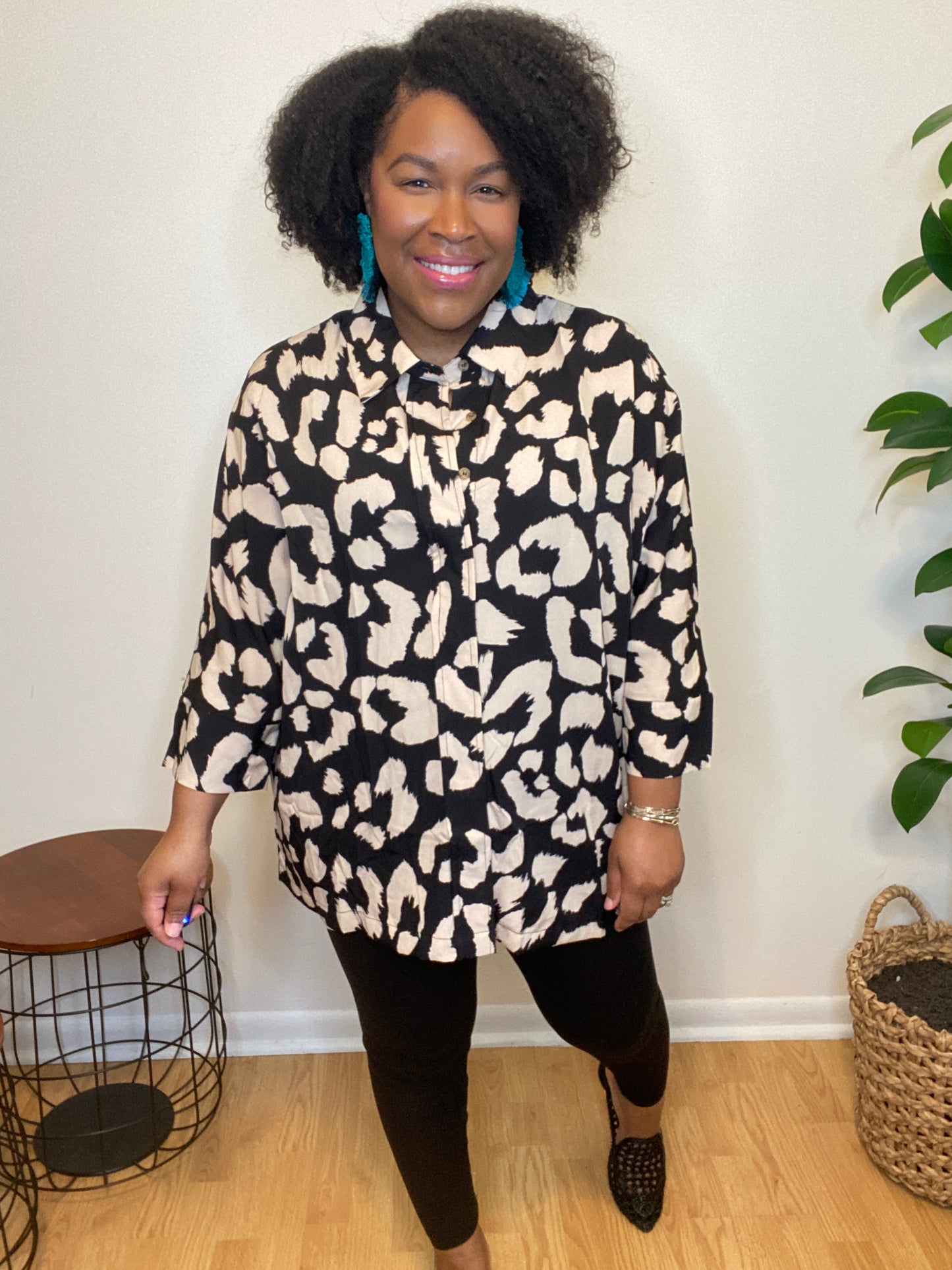 Black Leopard Top