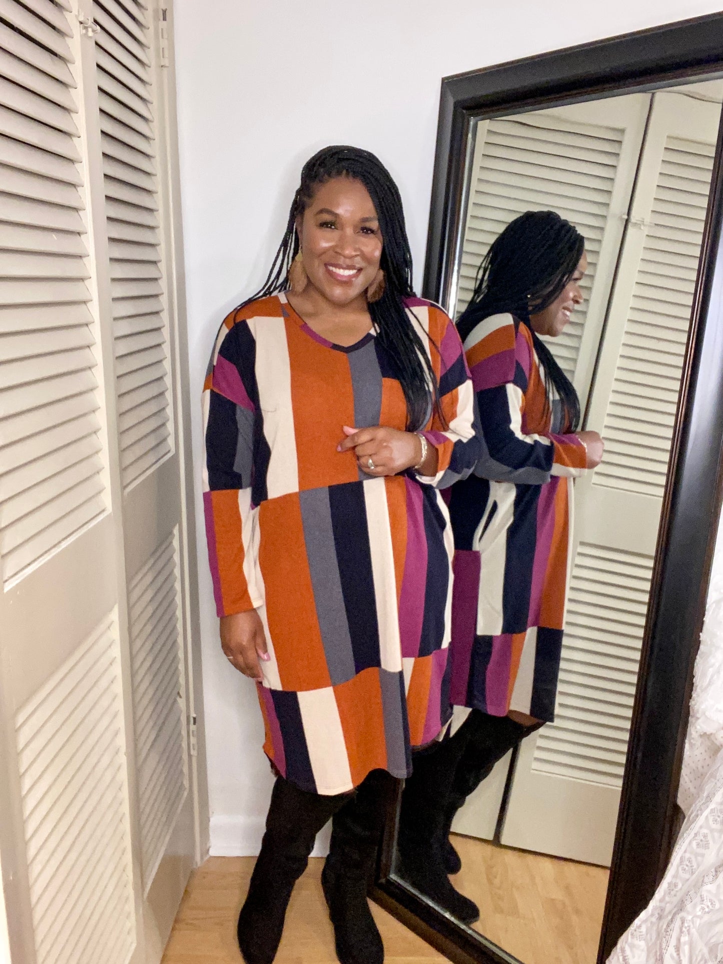 Rust Color Block Dress