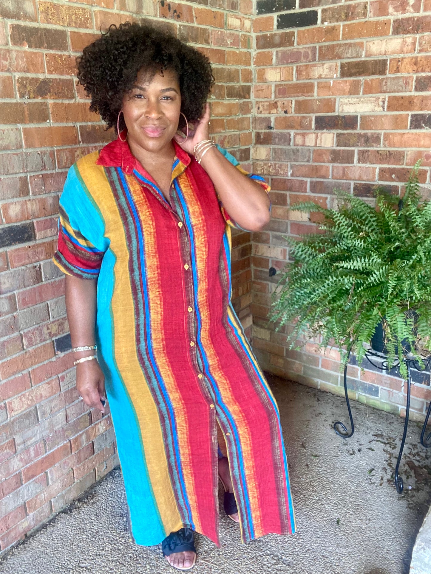 Stripe Multi Color Dress (Curvy)