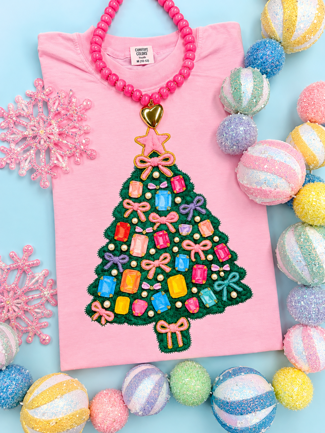 Faux Gemstone Christmas Tree Tee