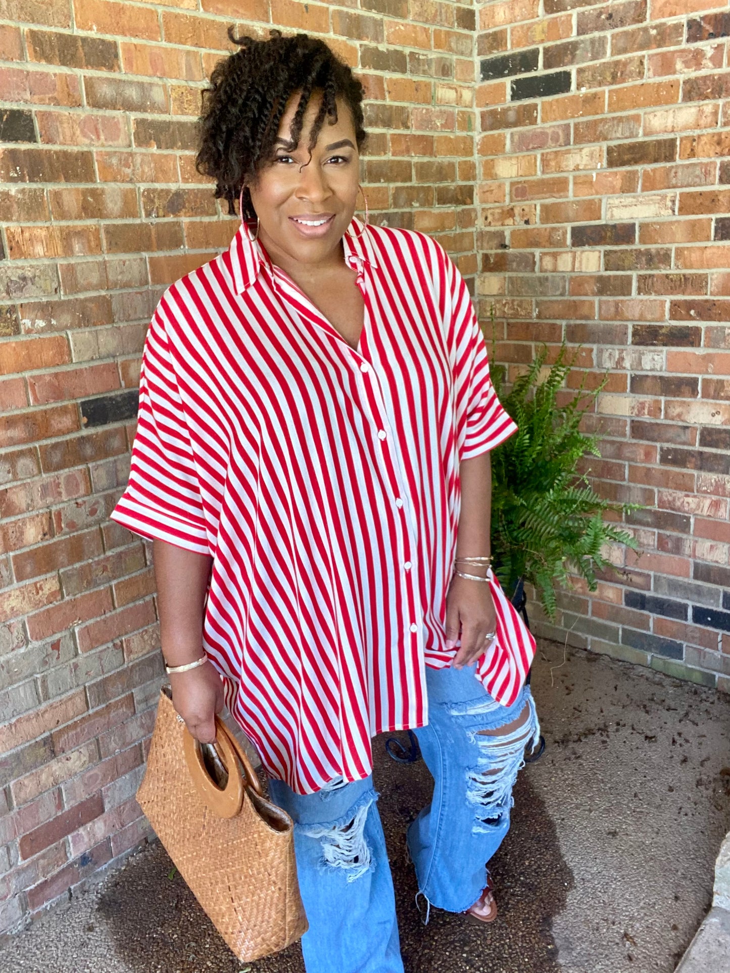 Red Vibe Shirt Dress