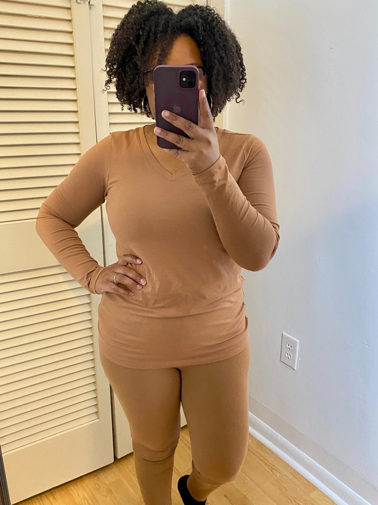 Camel V-Neck Set