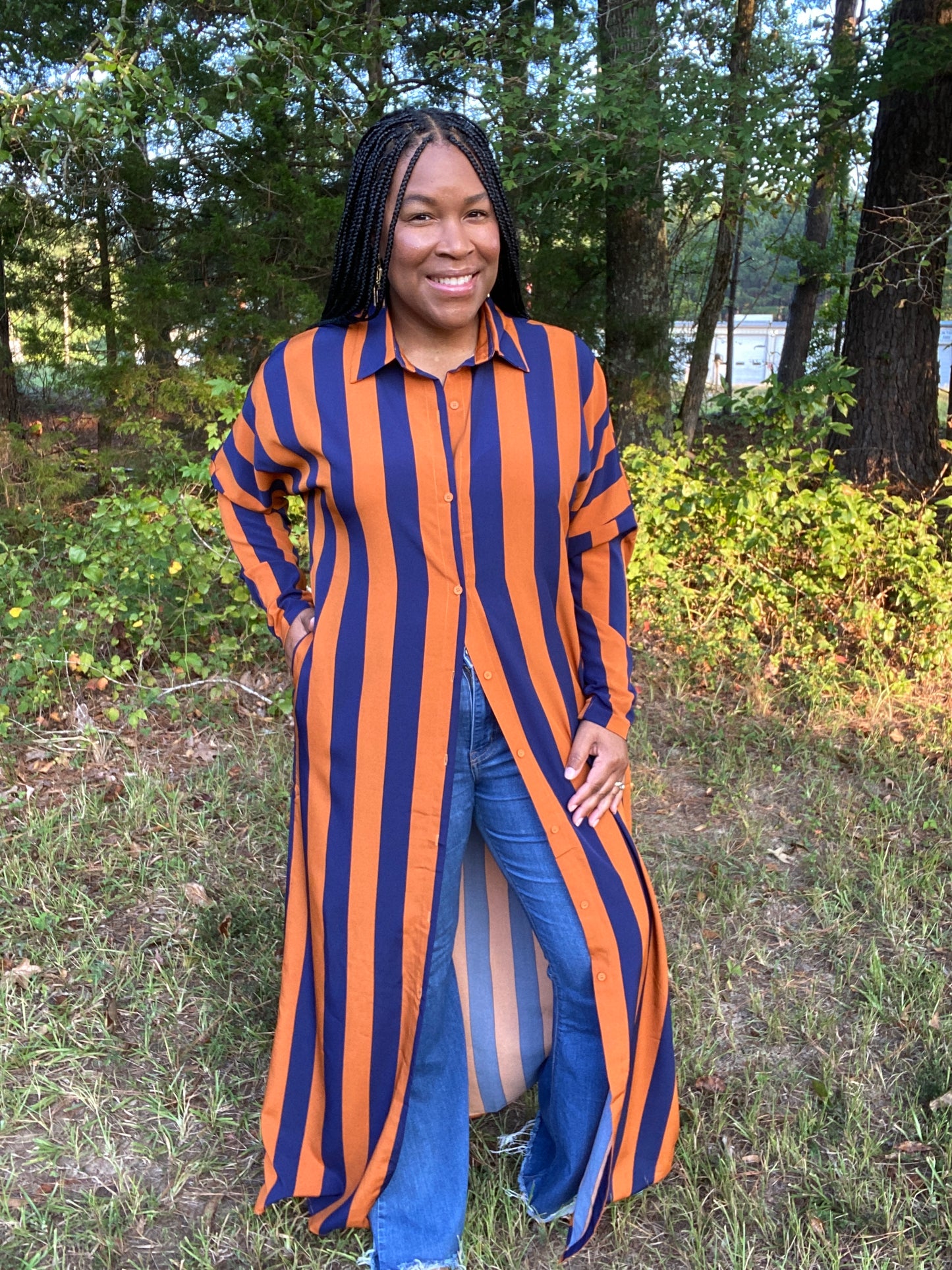 It's a Vibe Shirt Dress Navy & Gold
