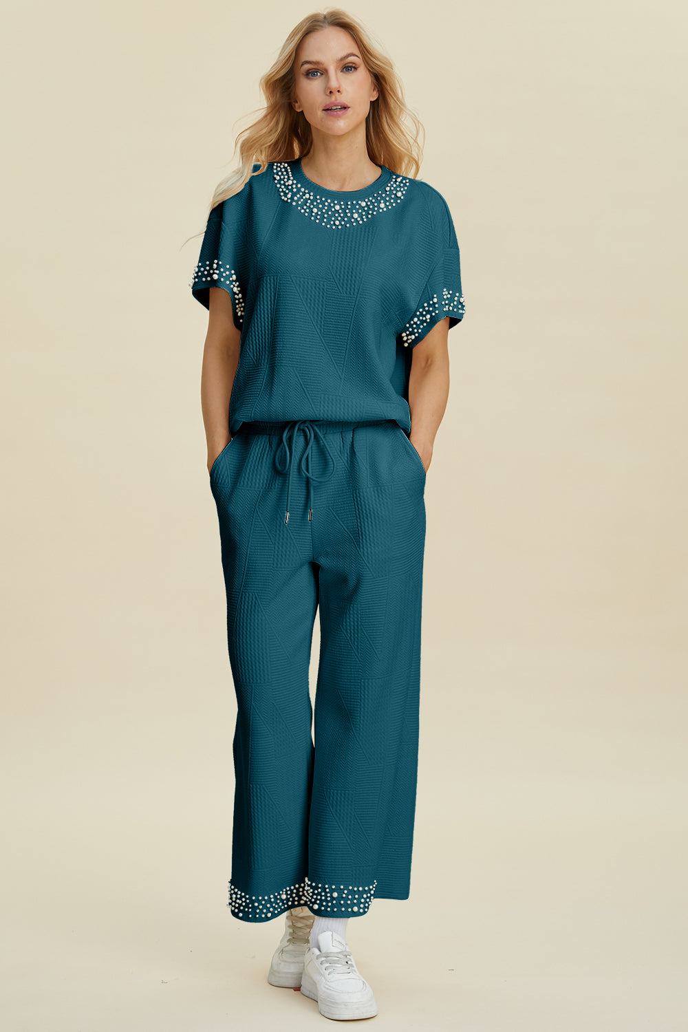 Preorder: Pearl Detail Round Neck Set