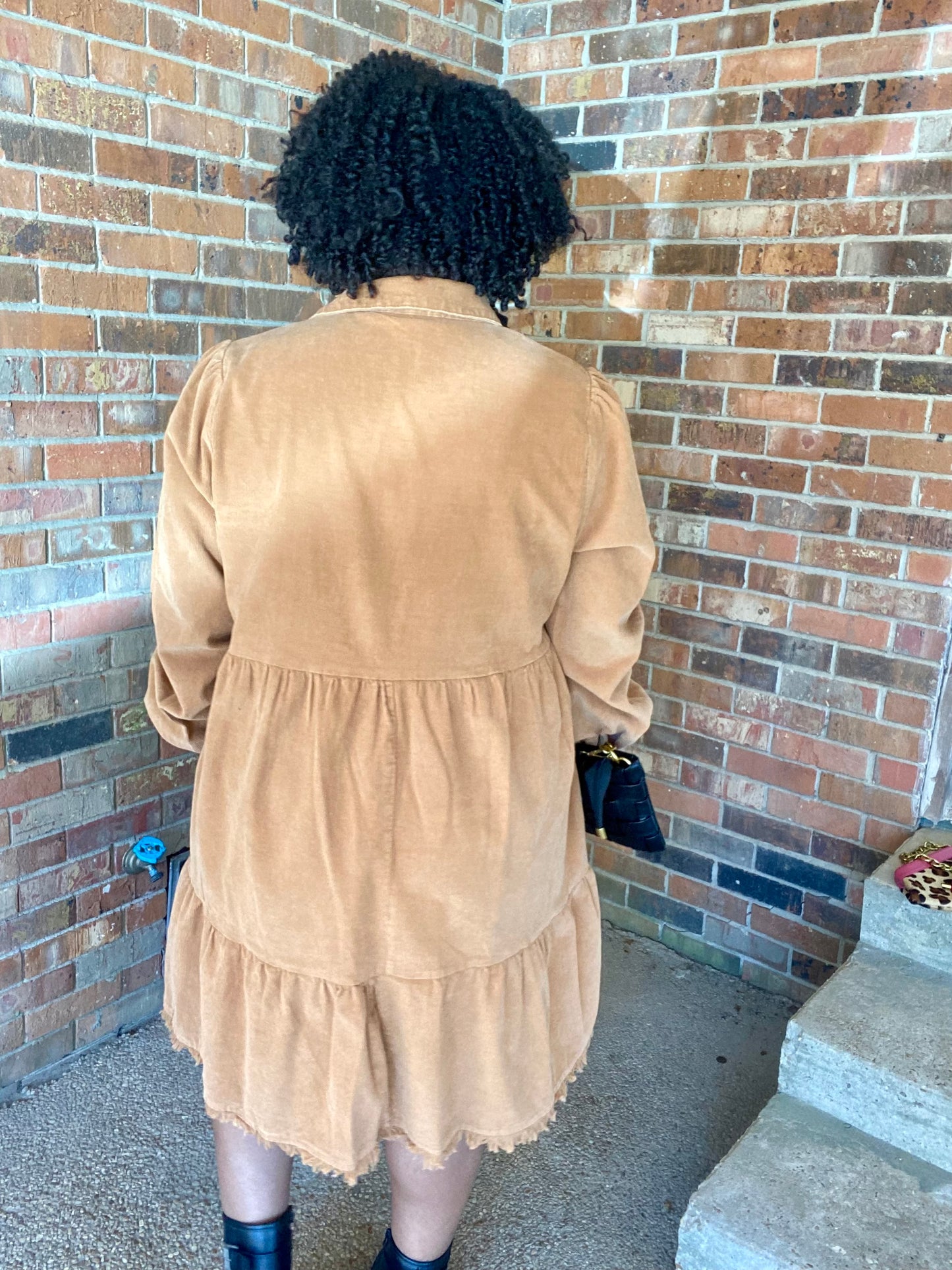 Camel Corduroy Dress