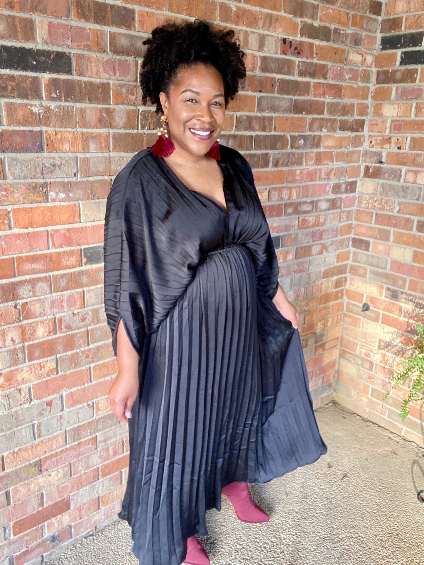 Pleated Satin Dress