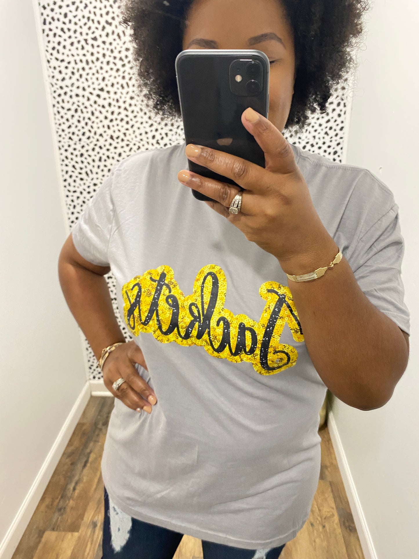 Gray Sequin Yellow Jackets