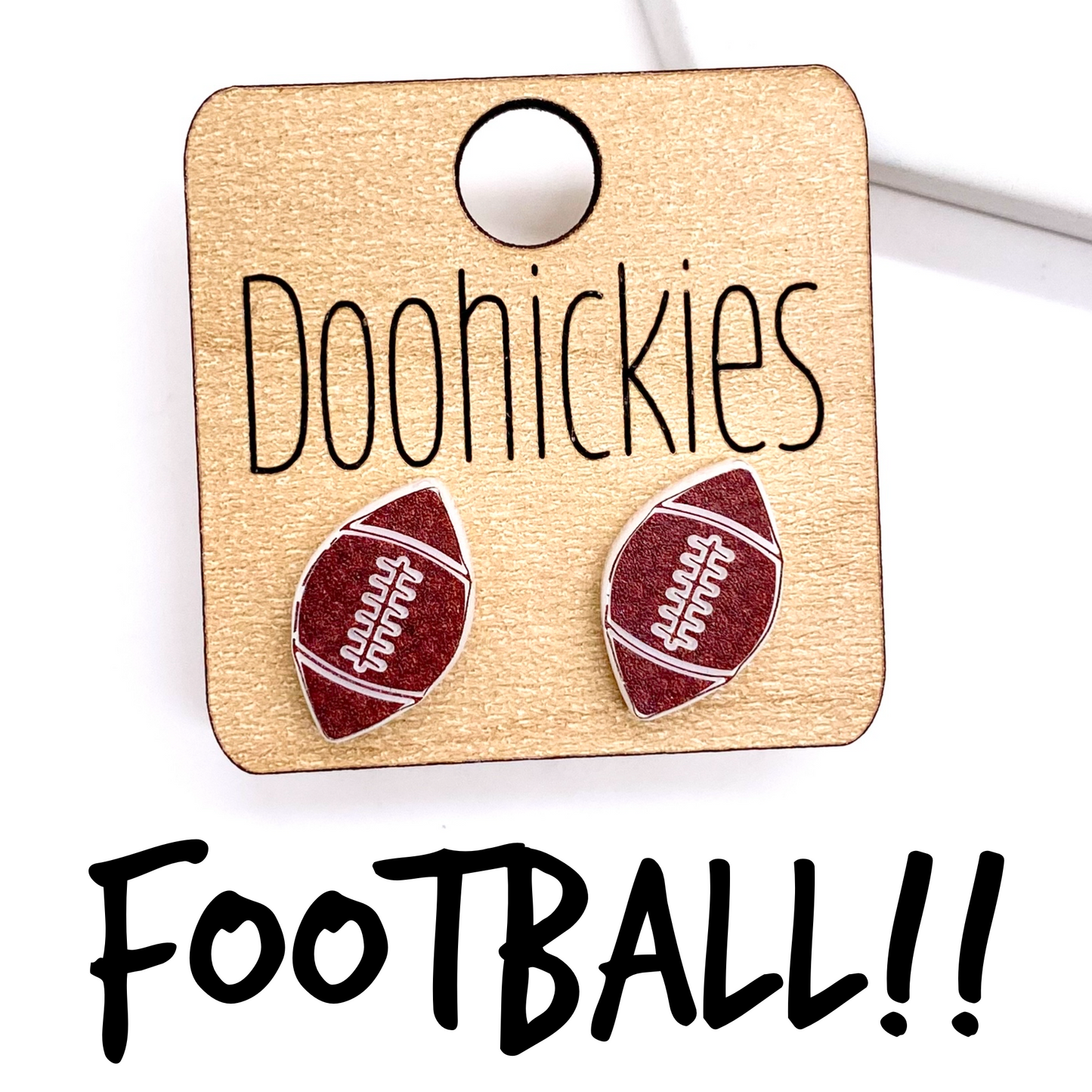 12mm Engraved Footballs -Sports Earrings