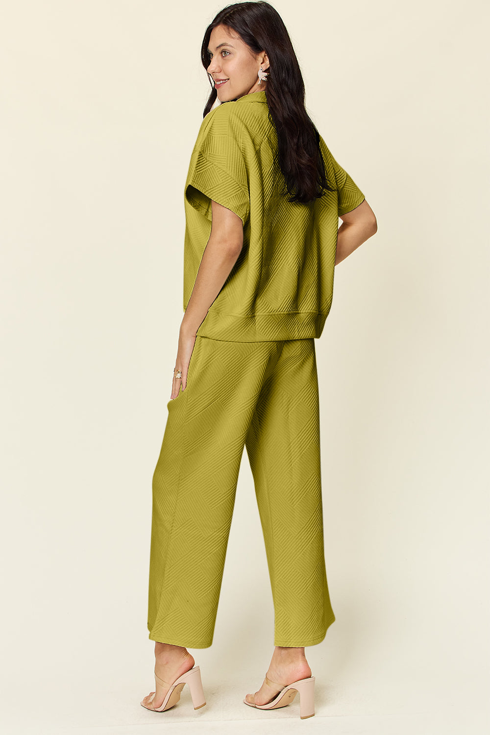 Textured Half Zip Pants Set