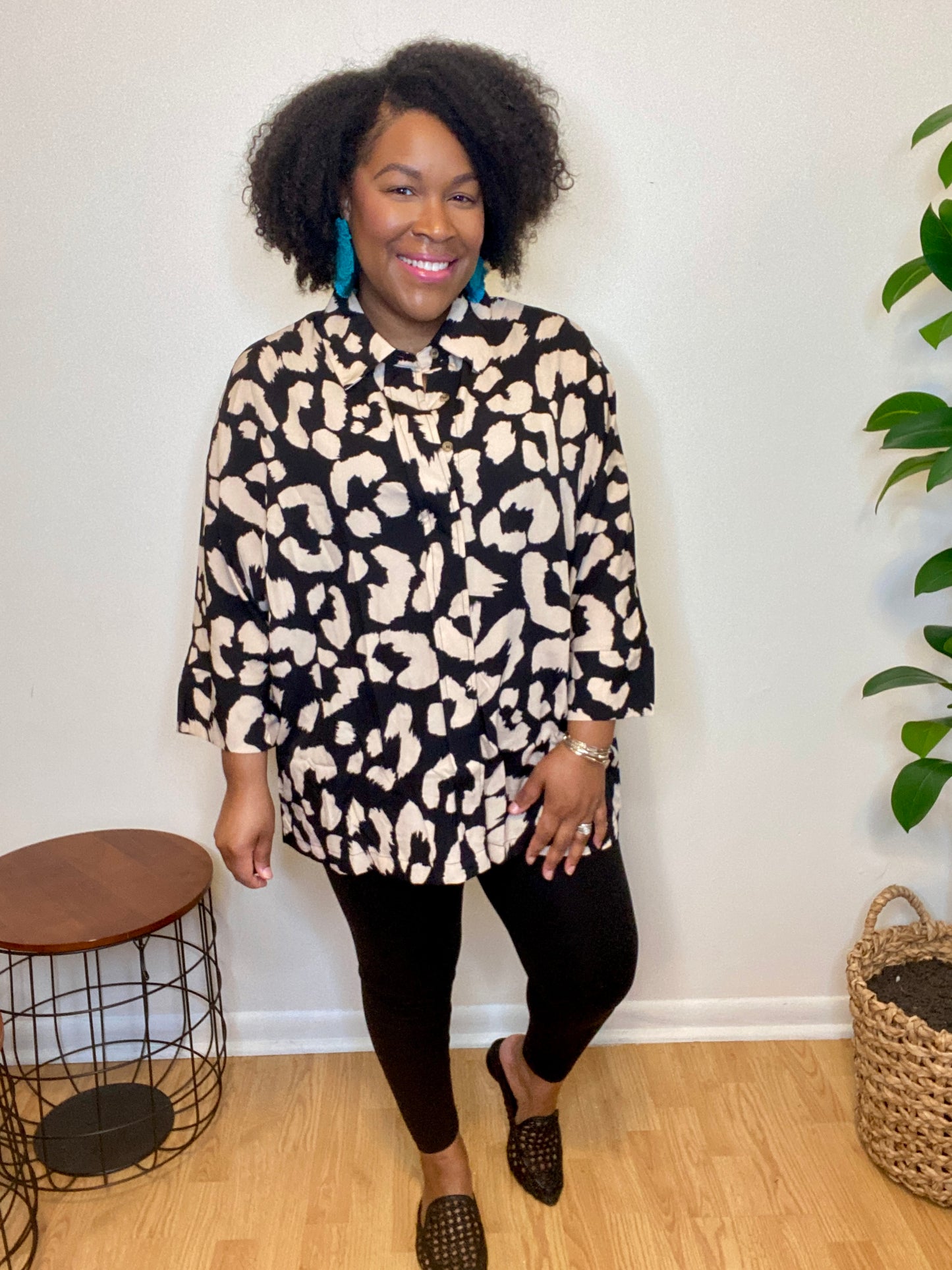Black Leopard Top