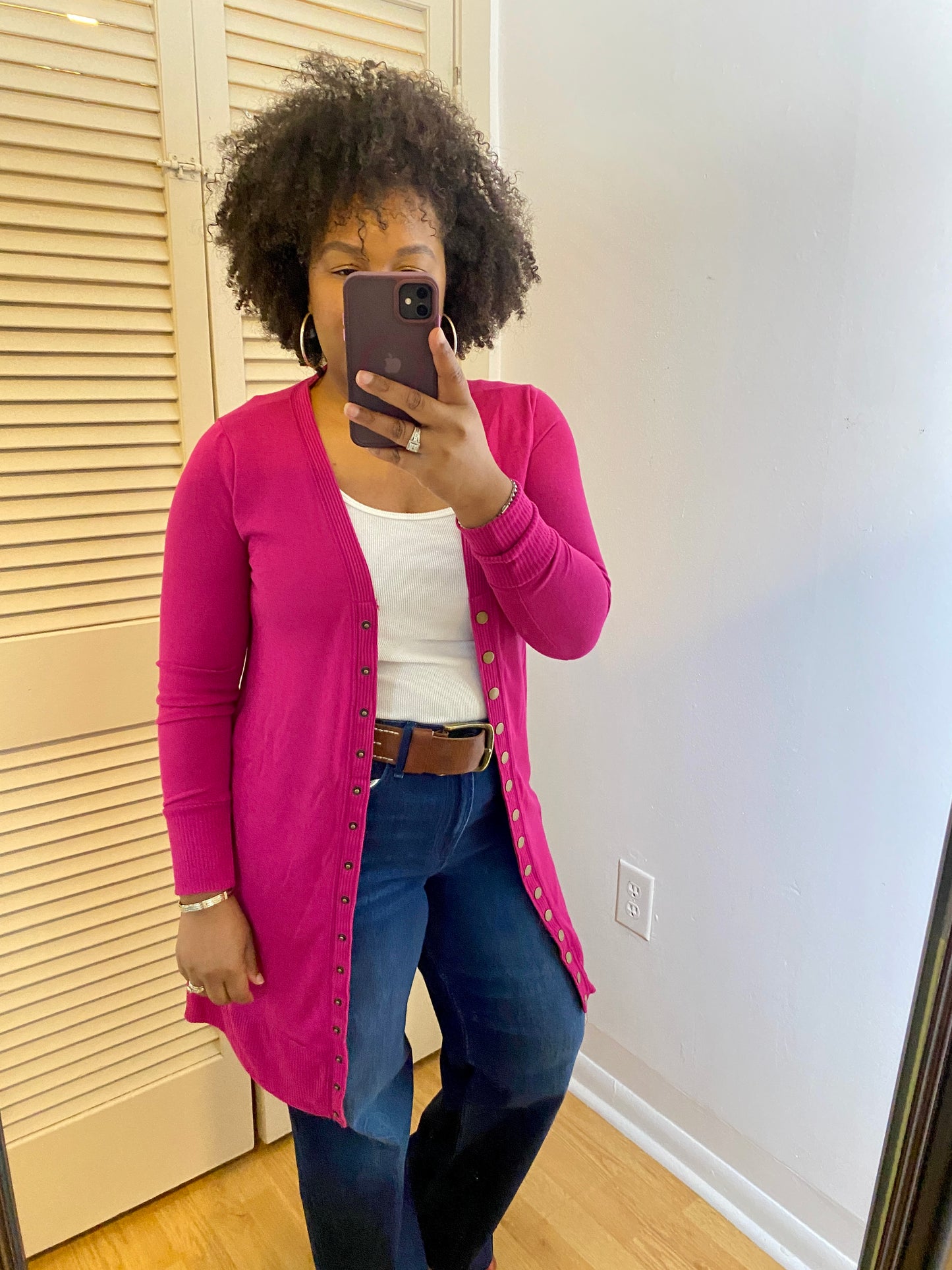 Magenta Snap Cardigan